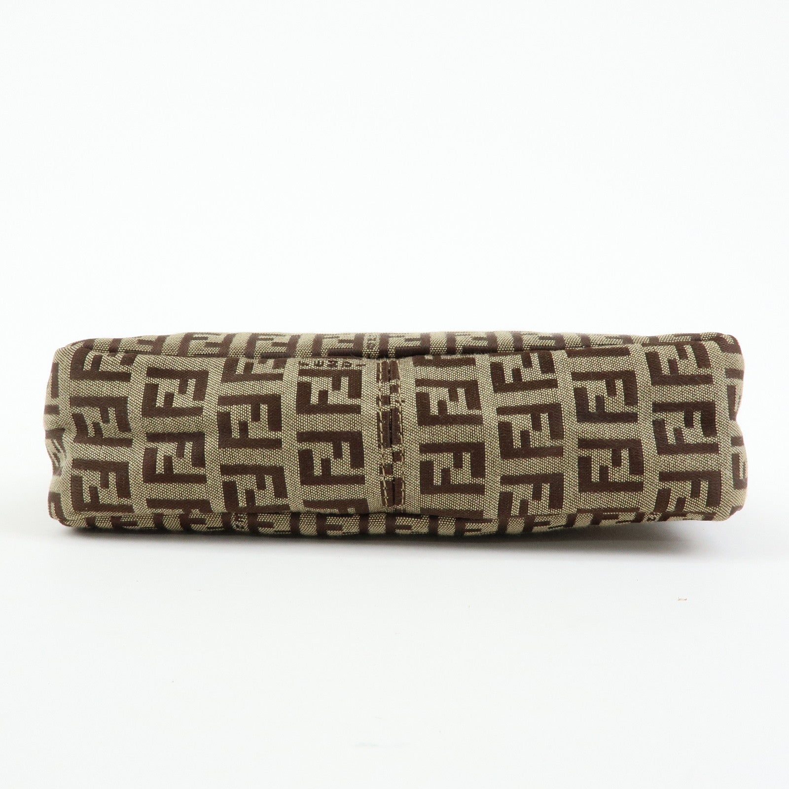 FENDI Zucchino Canvas Leather Hand Bag Accessory Pouch Beige 8BR513