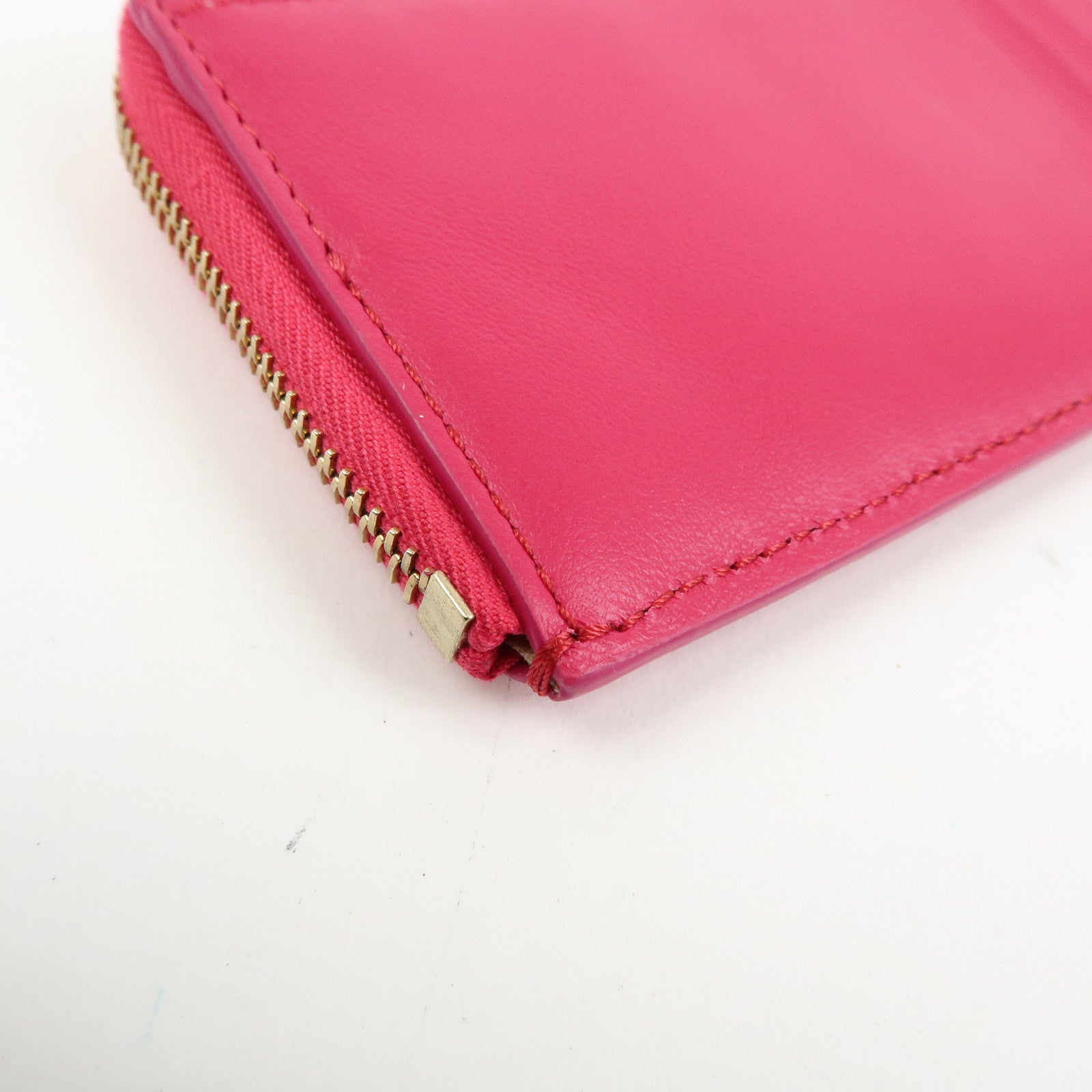 Chloe Logo Leather Card Case Key Case Pink