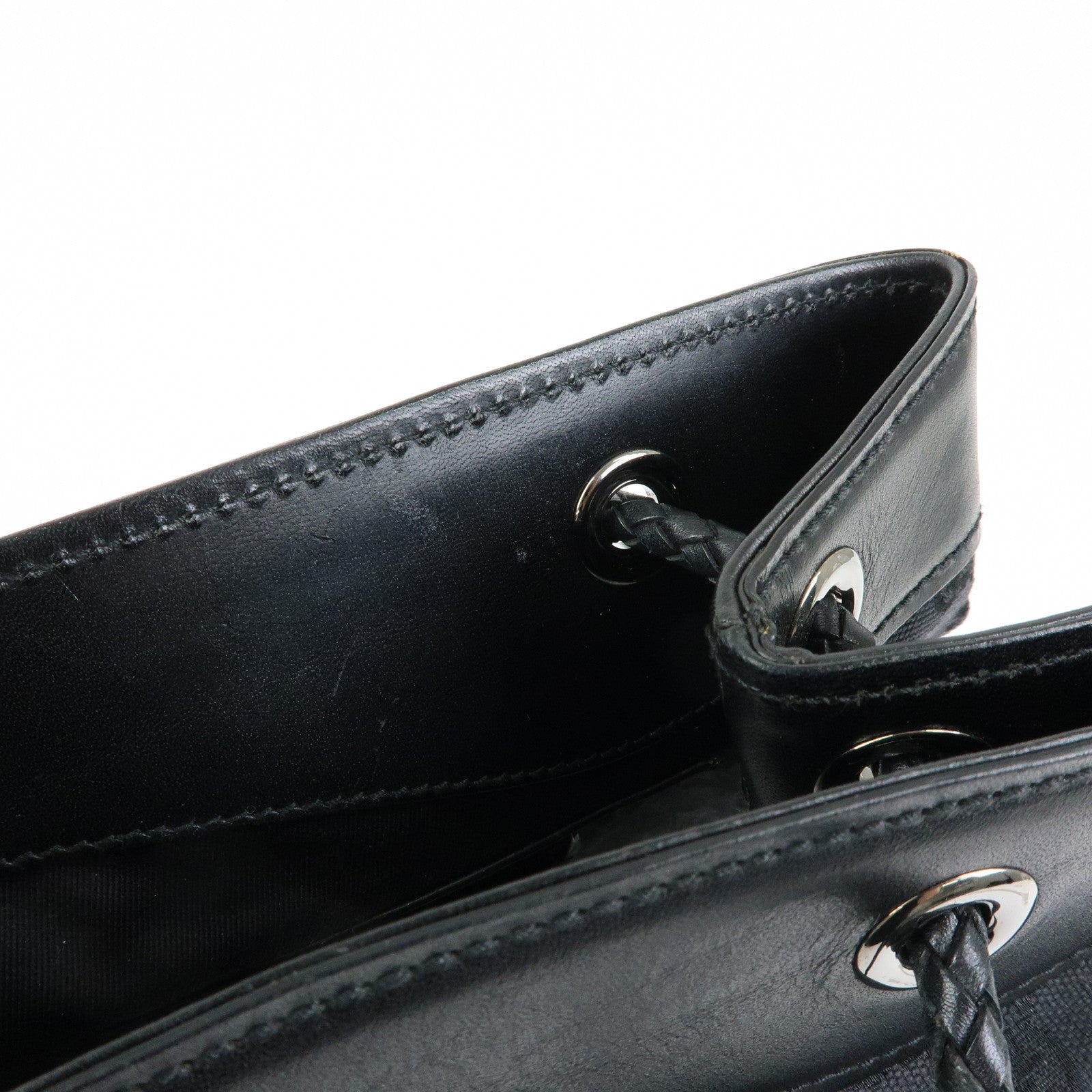 GUCCI GG Canvas Leather Shoulder Bag Tote Bag Black 109141