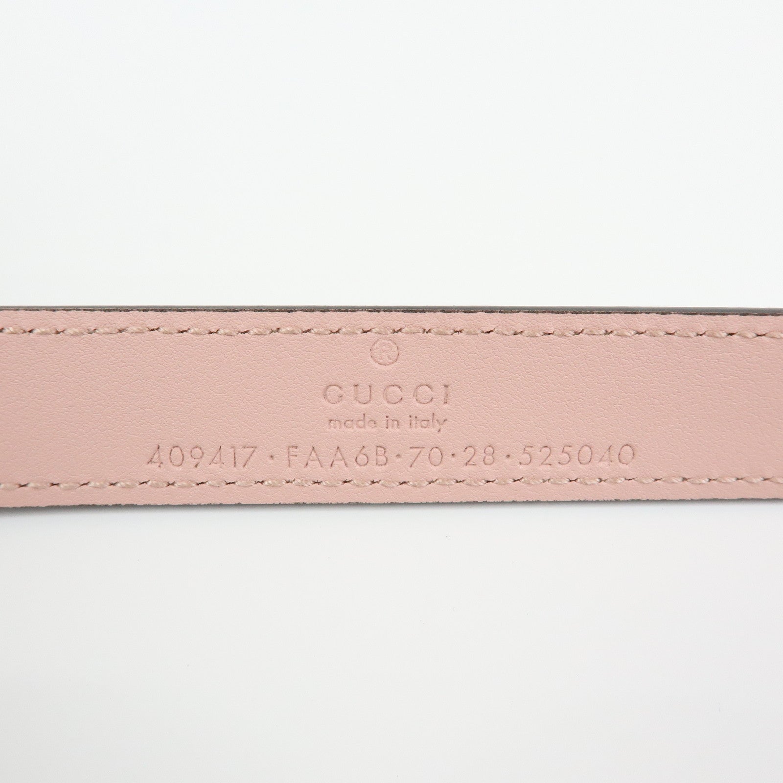 GUCCI Double G GG Spreme Leather Belt Greige White Pink 409417