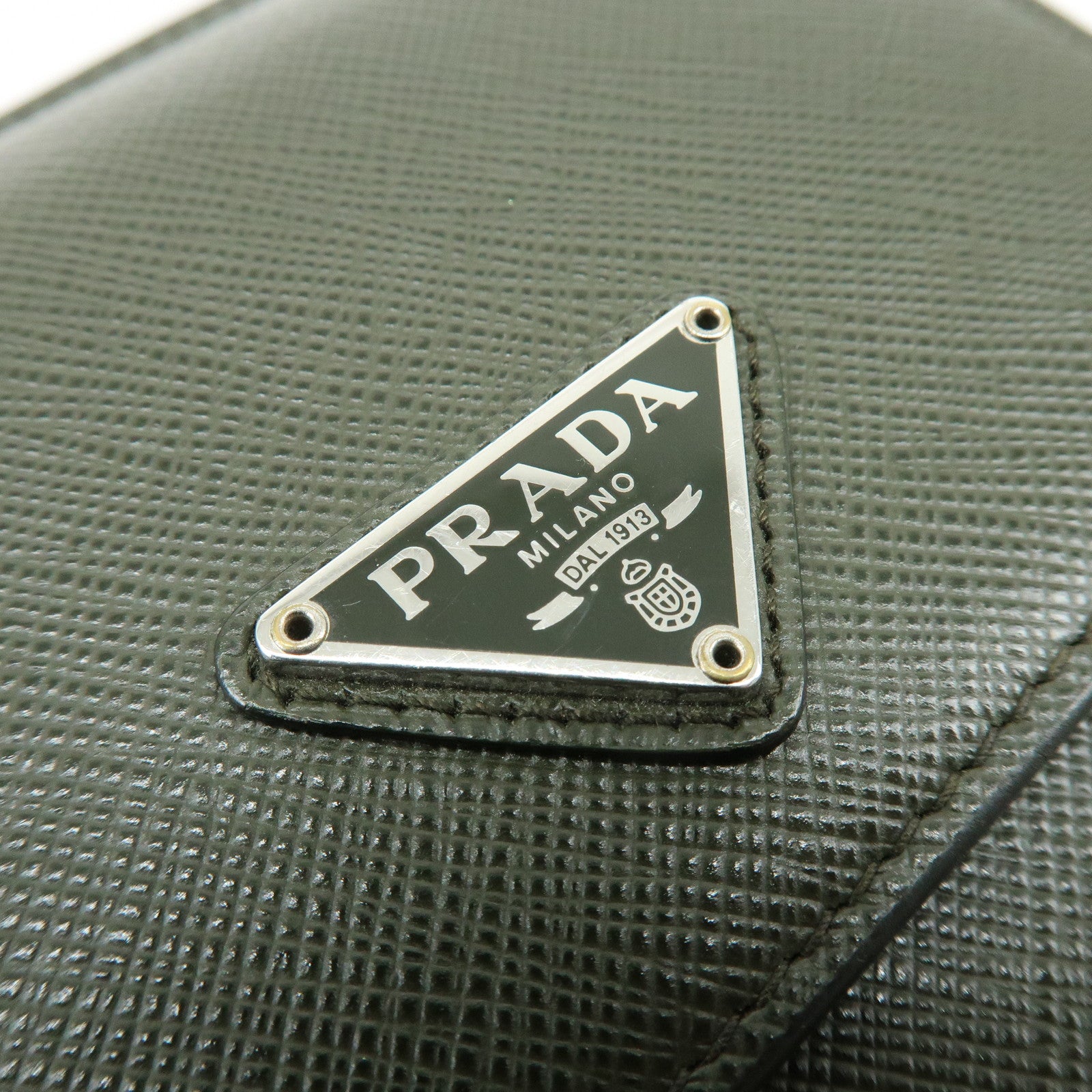 PRADA Triangle Logo Saffiano Leather Adjustable Shoulder Bag Khaki