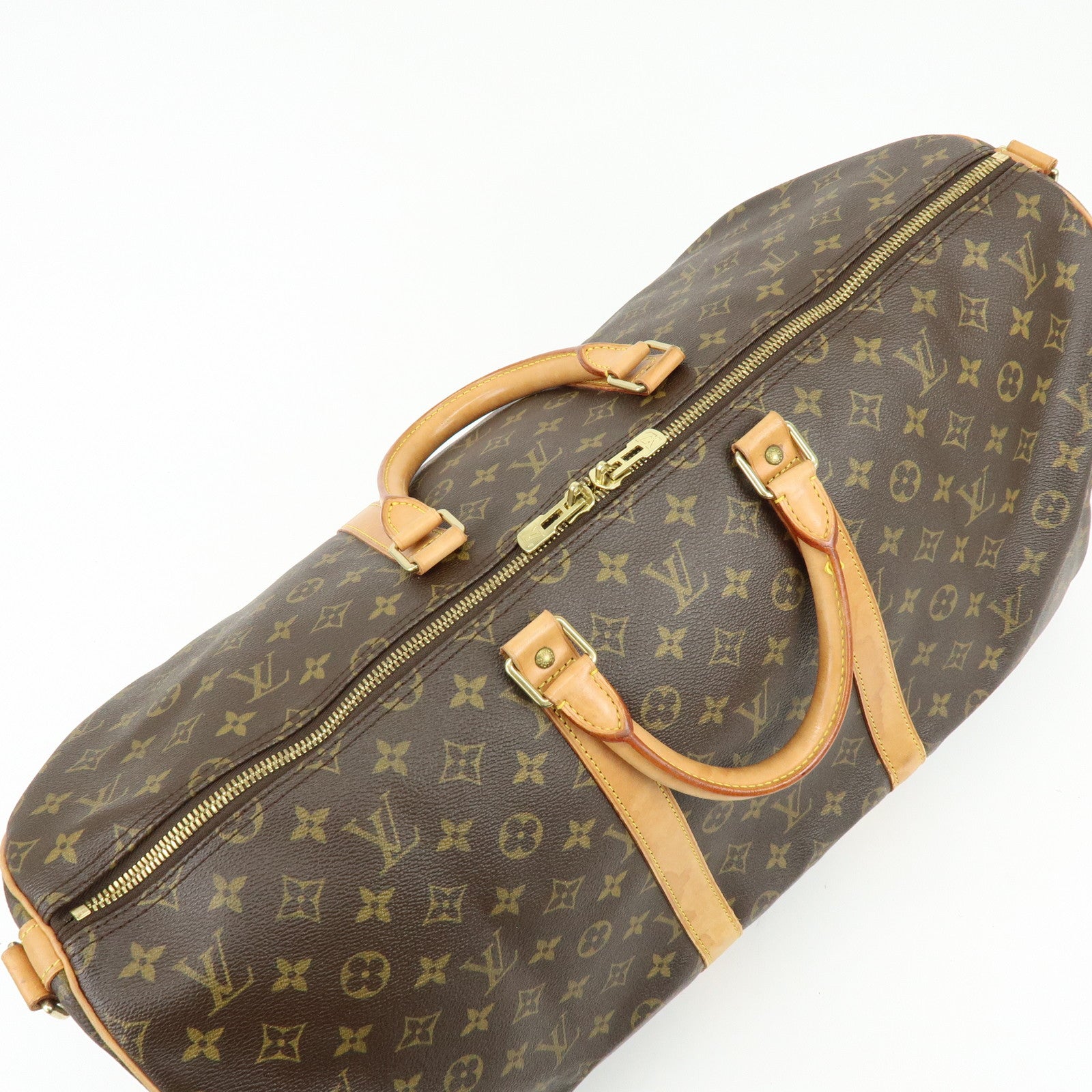 Louis Vuitton Monogram Keep All Bandouliere 55 Boston Bag Brown M41414