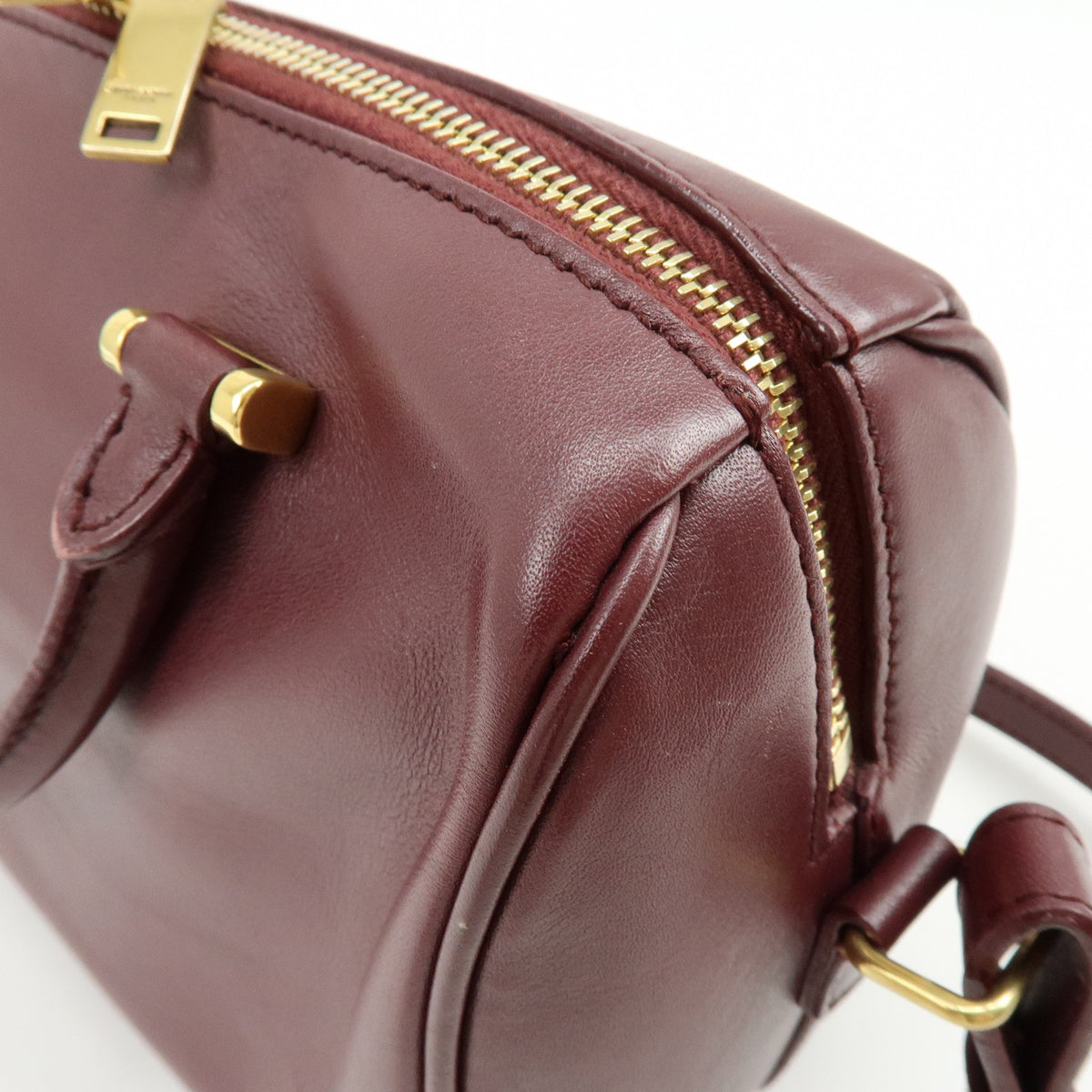 SAINT LAURENT PARIS Baby Duffle Leather 2WAY Bag Shoulder Bag Wine Red