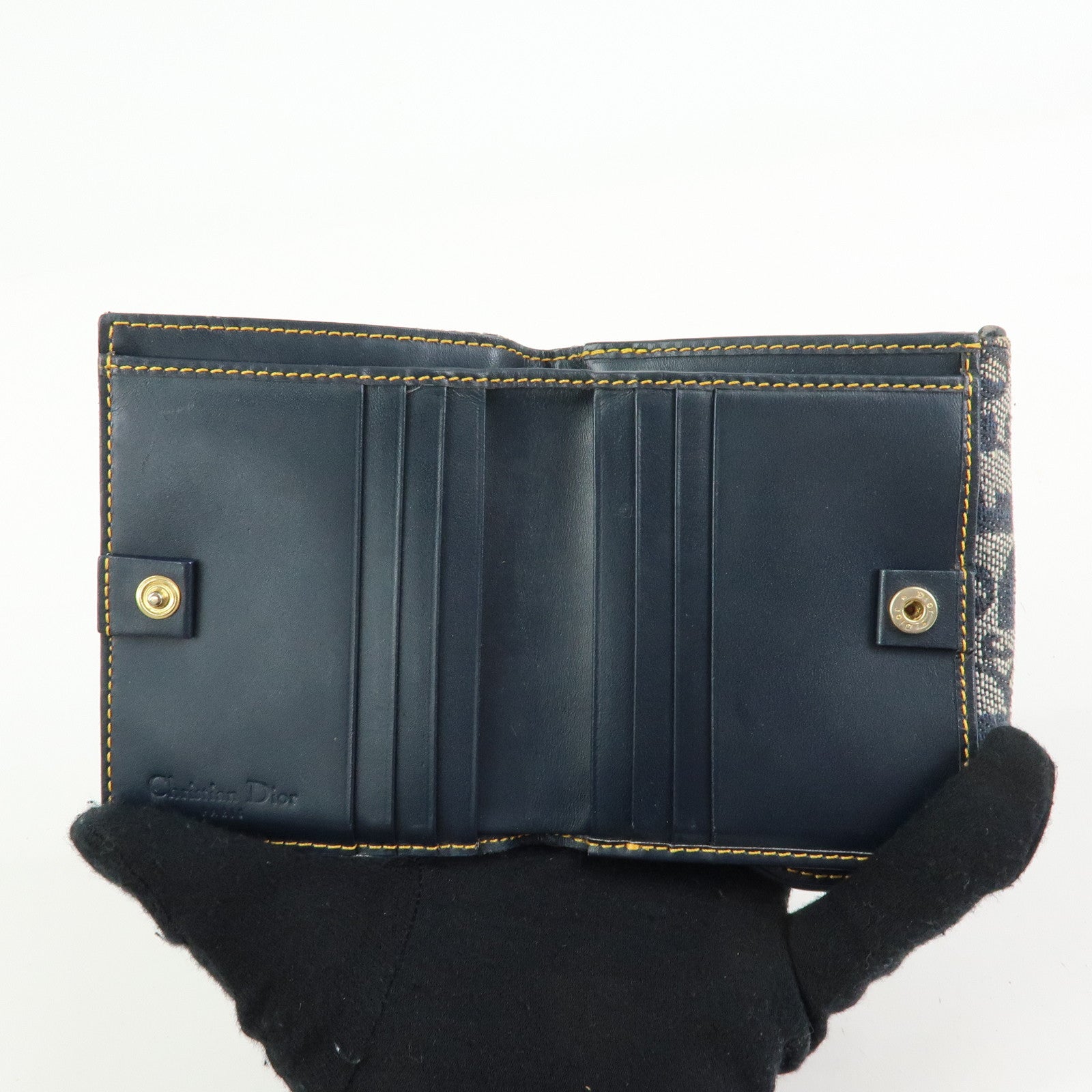 Christian Dior Trotter Saddle Jacquard Canvas Bi-fold Compact Wallet
