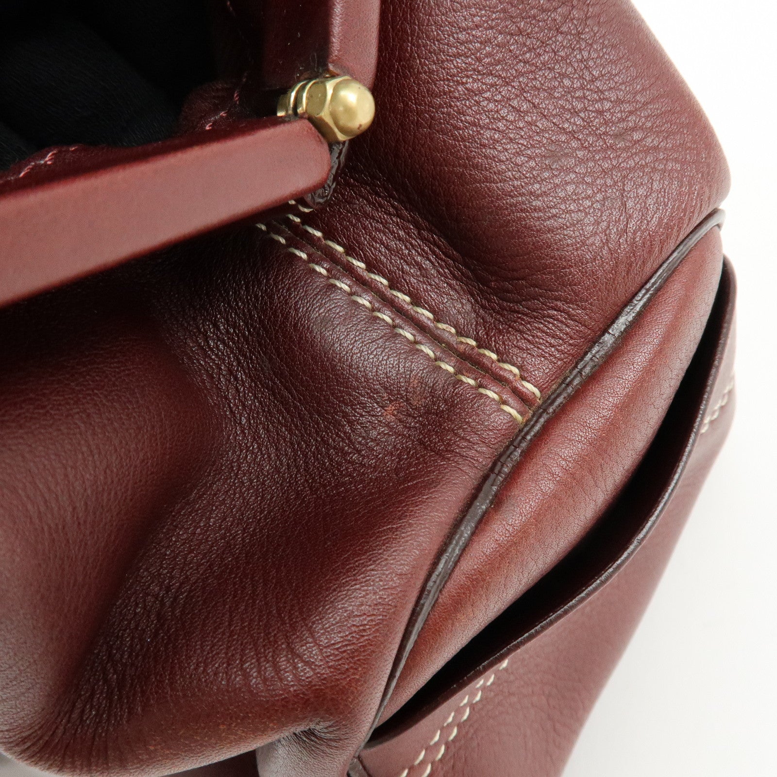 CELINE Boogie Bag Leather Kiss Lock Hand Bag Bordeaux