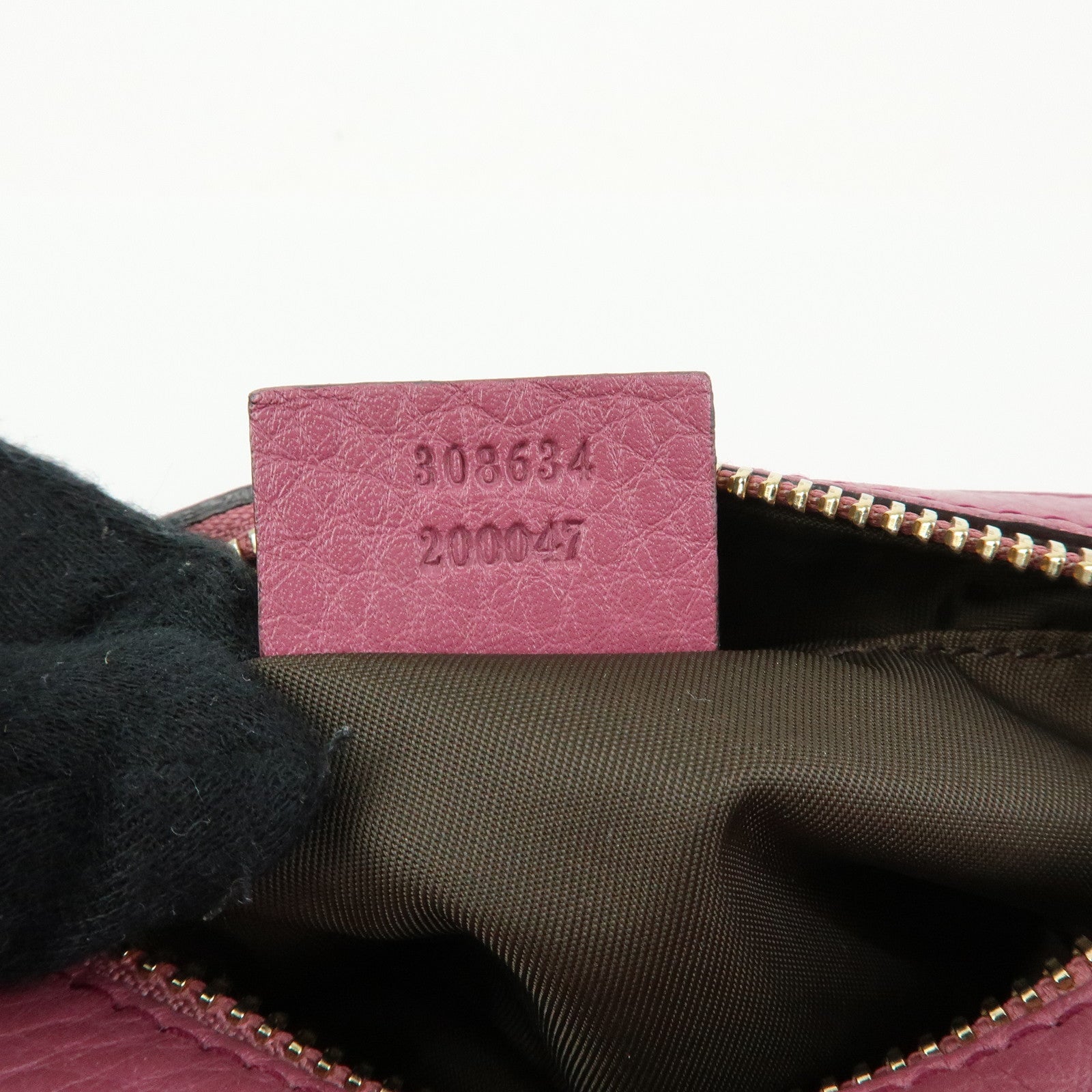 GUCCI Interlocking G SOHO Leather Cosmetic Pouch Makeup Case 308634