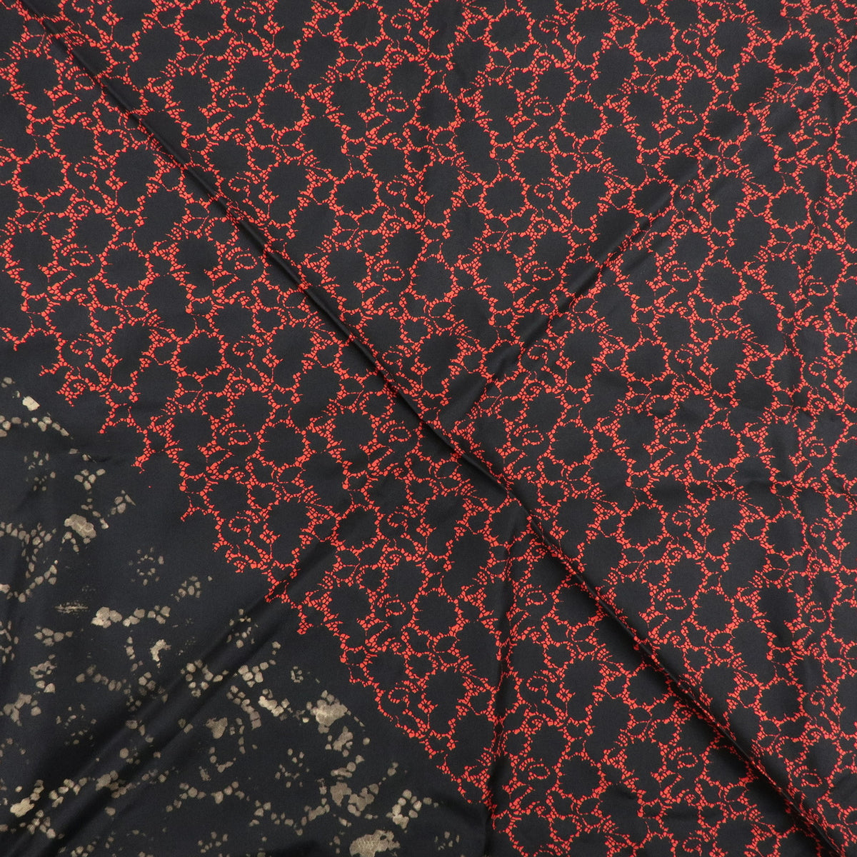 Louis Vuitton Silk 100% Calf Skin Scarf Bandana Tassel Black Red