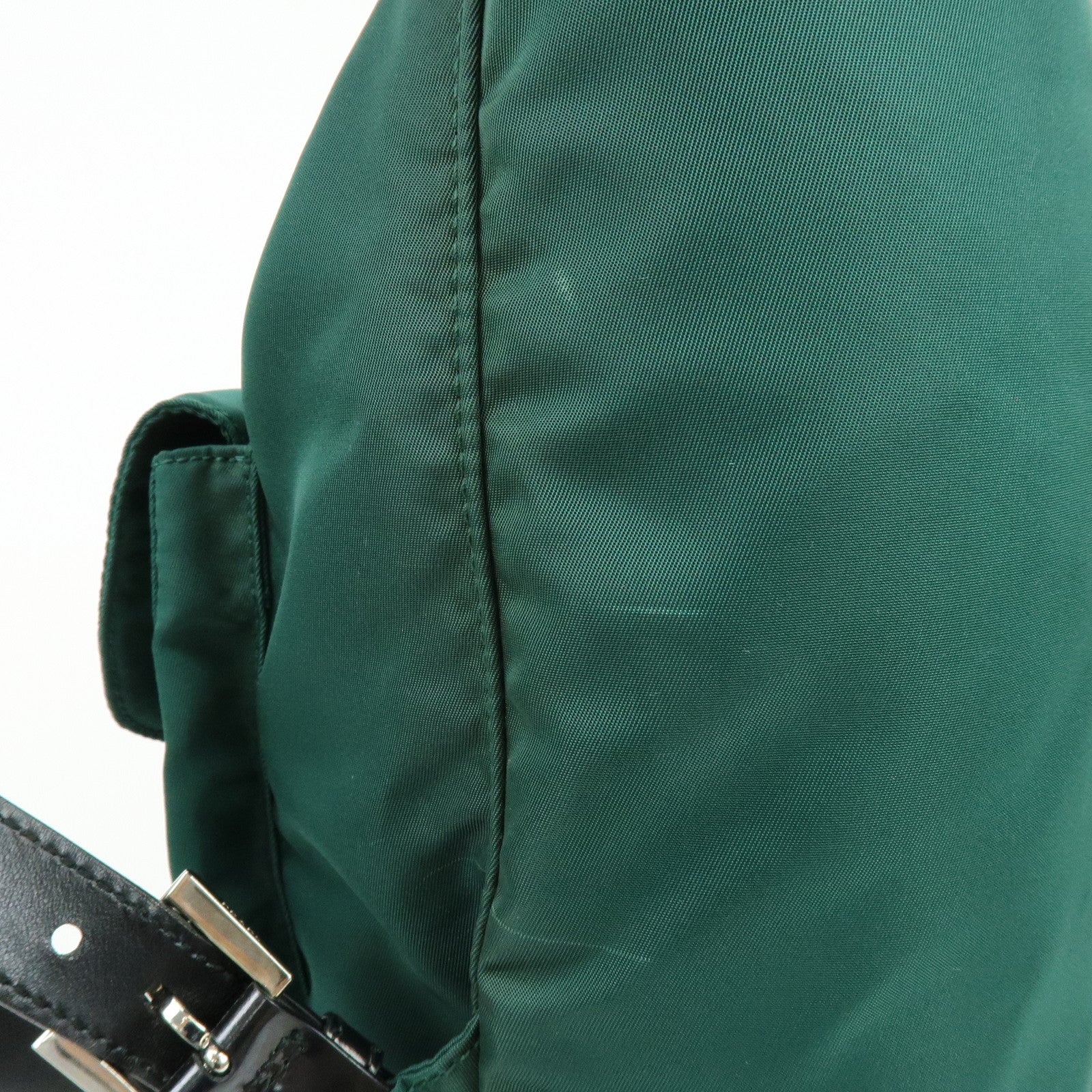 PRADA Triangle Logo Nylon Leather Backpack Rucksack Green Black 1BZ811