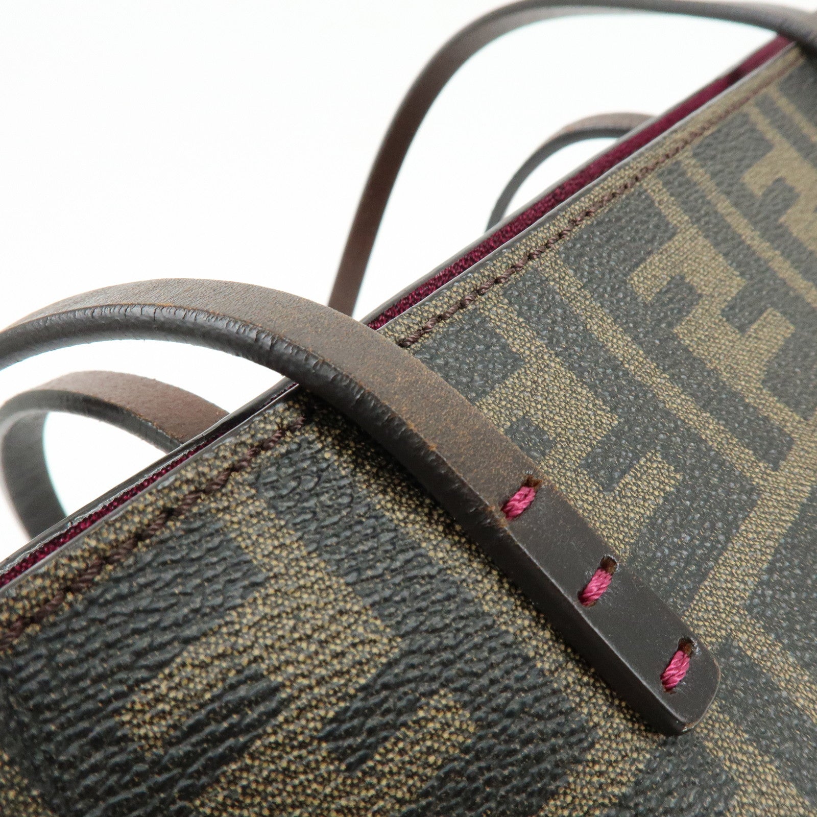 FENDI Zucca PVC Leather Tote Bag Shoulder Bag Brown Black 8BH198
