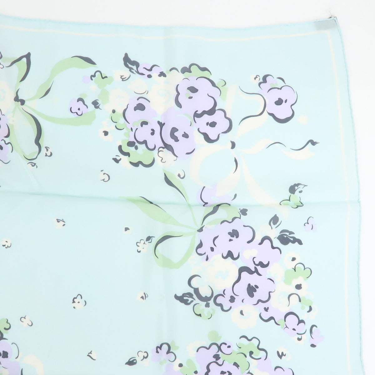 YSL BURBERRY Lot of 2 Silk 100% Scarf Nova Plaid Flower Blue Beige