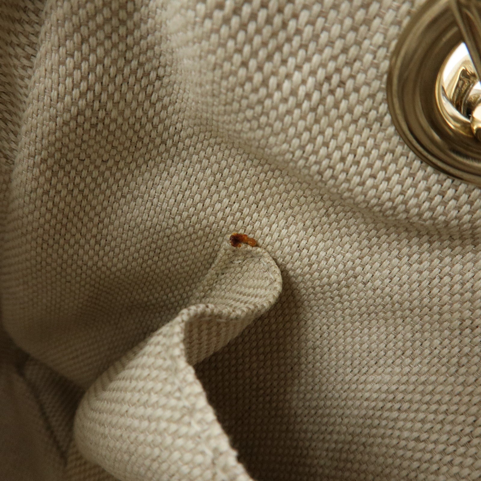 GUCCI SOHO Interlocking G Leather Shoulder Bag Beige 308983