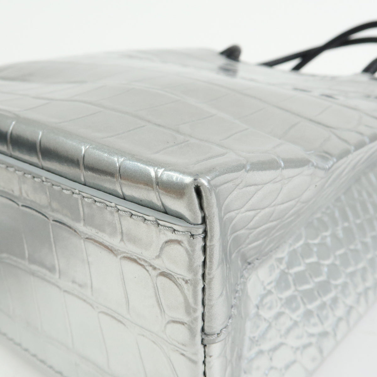 BALENCIAGA THE SHOPPING Leather 2Way Tote Hand Bag XXS Silver 597858