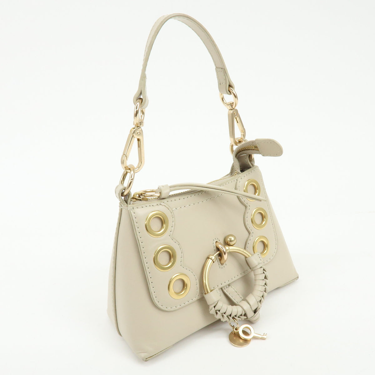 Chloe See By Chloe Joan Leather Hand Bag Clutch Bag Beige