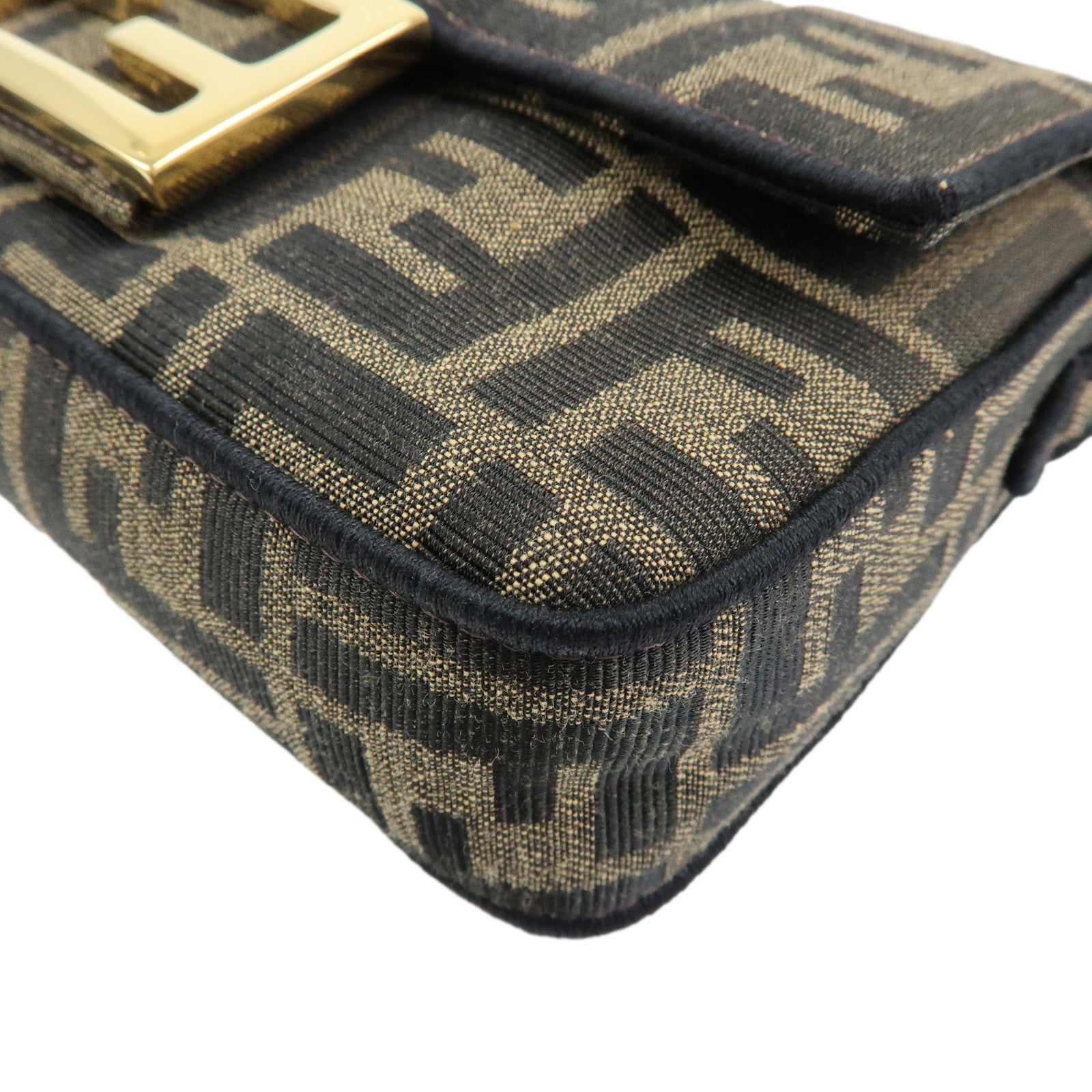 FENDI Zucca Jacquard Canvas 2Way Baguette Bag Mini Brown 8BS017