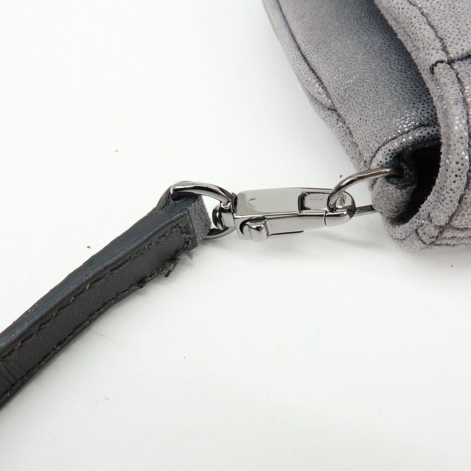 Ferragamo Vara Ribbon Leather Shoulder Bag Clutch Bag Metallic Gray