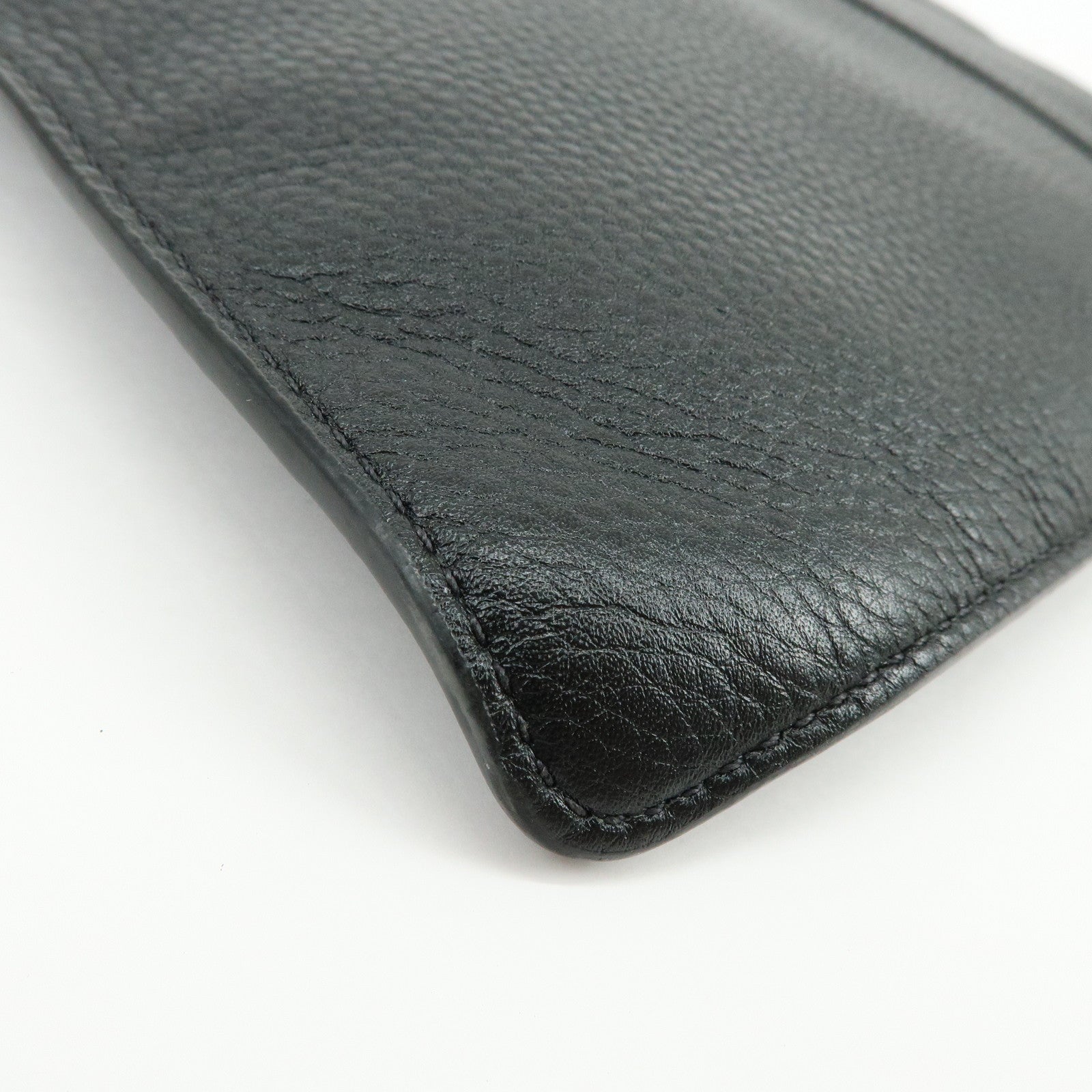 PRADA Triangle Logo Calf Leather Clutch Bag Flat Pouch Black 2VN013