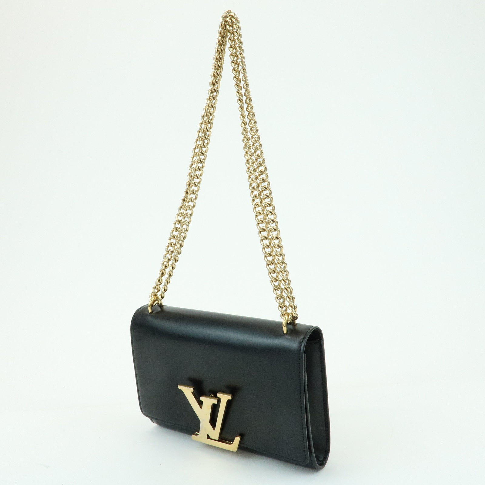 Louis Vuitton Pochette Louise MM Leather Chain Shoulder Bag Noir M51033