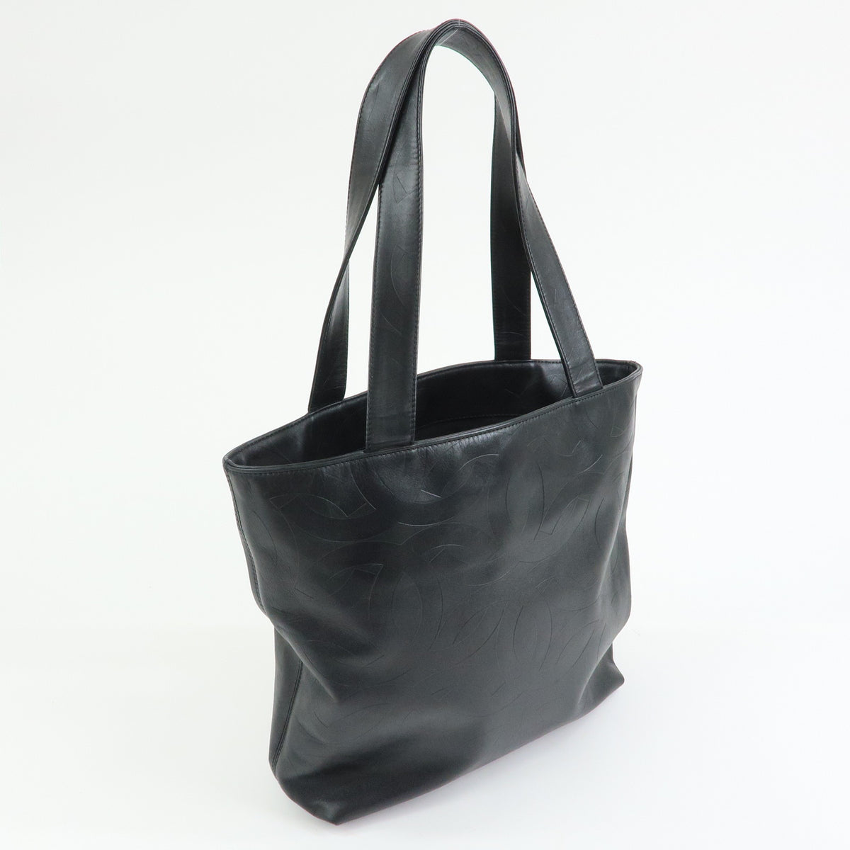 CHANEL COCO Mark Leather Tote Bag Shoulder Bag Black