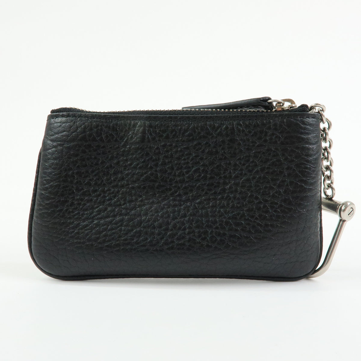 GUCCI Double G Leather Coin Case Key Chain Black 795330