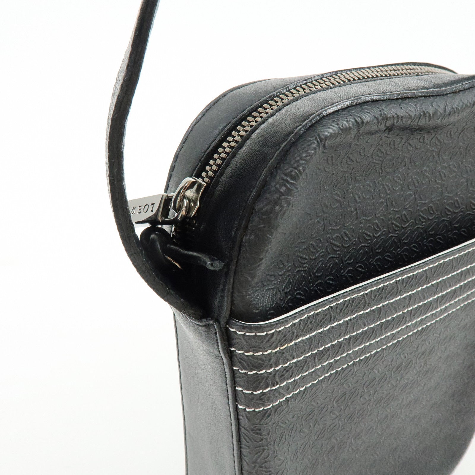LOEWE Repeat Anagram PVC Leather Shoulder Bag Crossbody Bag Black