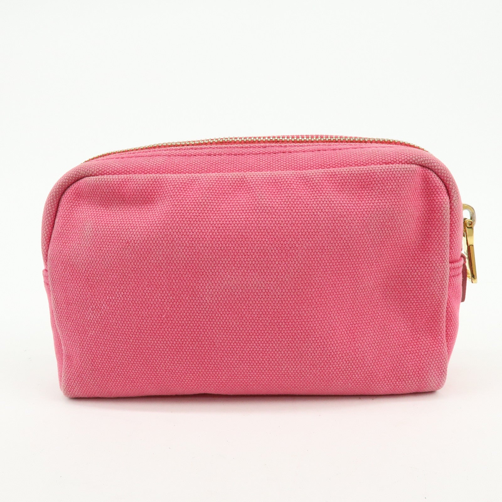 PRADA Triangle Logo Canvas Leather Pouch Cosmetic Pouch Pink