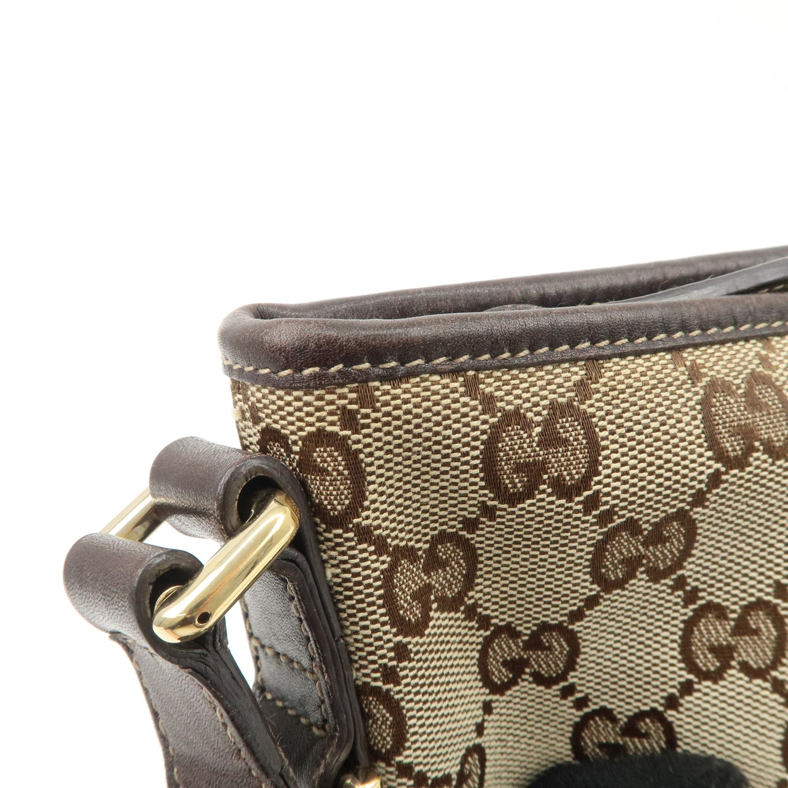 GUCCI New Brit GG Canvas Leather Shoulder Bag Beige Brown 169998 Used