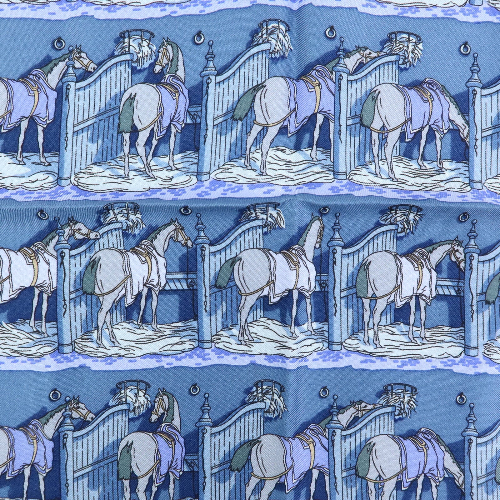 HERMES Carre 42 Lot of 2 Silk 100% Scarf  CRURIES/Cliqueti Blue