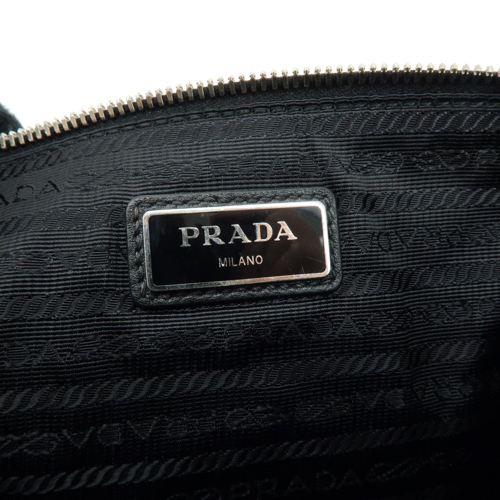 PRADA Triangle Logo Calf Leather Clutch Bag Flat Pouch Black 2VN013