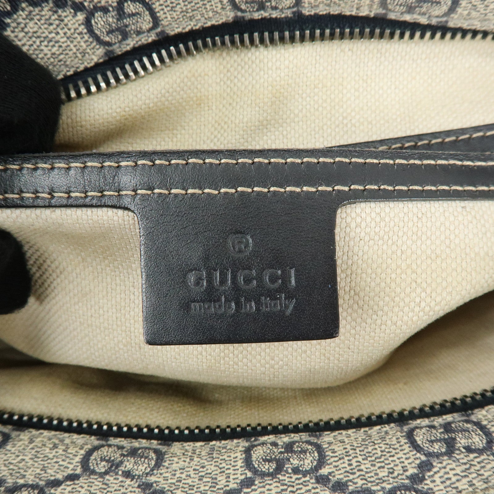GUCCI GG Supreme Leather Shoulder Crossbody Bag Blue Beige 295257