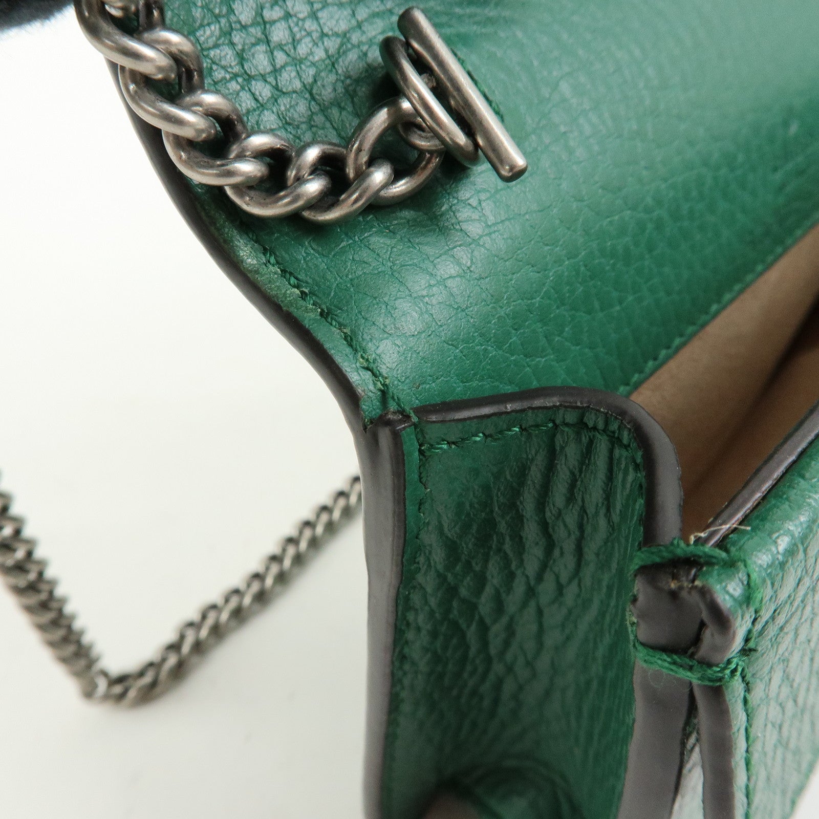 GUCCI Dionysus Super Mini Bag Leather Chain Shoulder Bag Green 476432