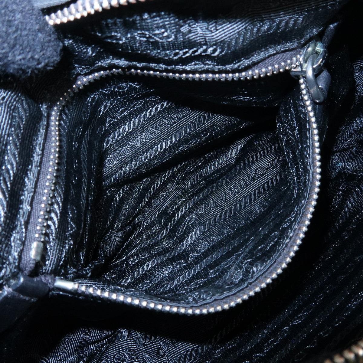 PRADA Tessuto Gathered Nylon Leather Shoulder Bag Hand Bag Black BN1704