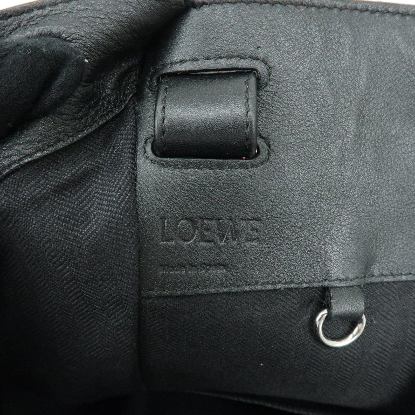 LOEWE Anagram Hammock Medium Leather Shoulder Crossbody Bag Black