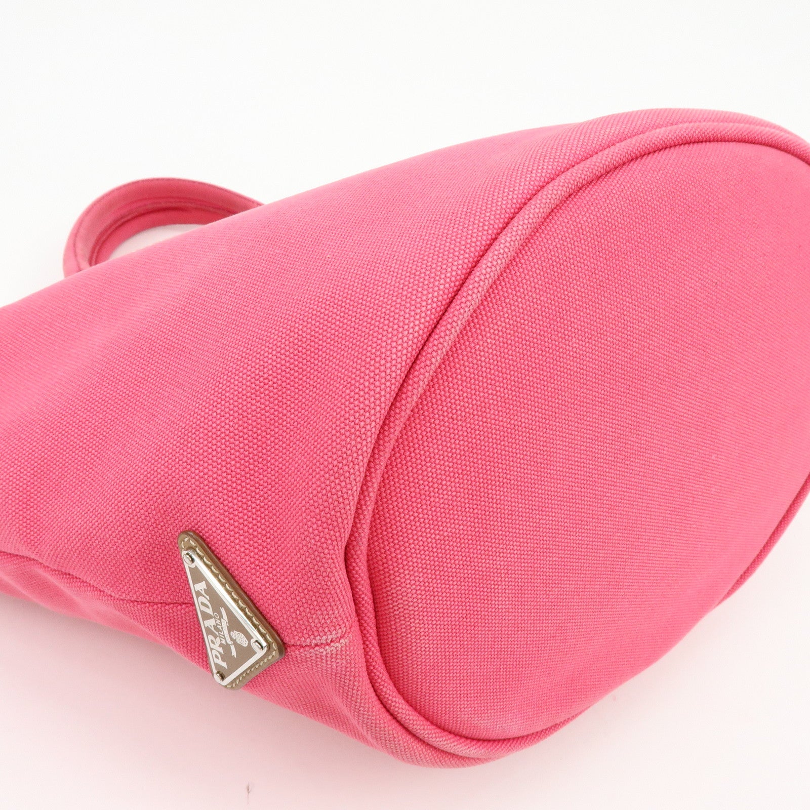 PRADA Canapa Triangle Logo Canvas 2Way Bag Hand Bag Pink 1BG163