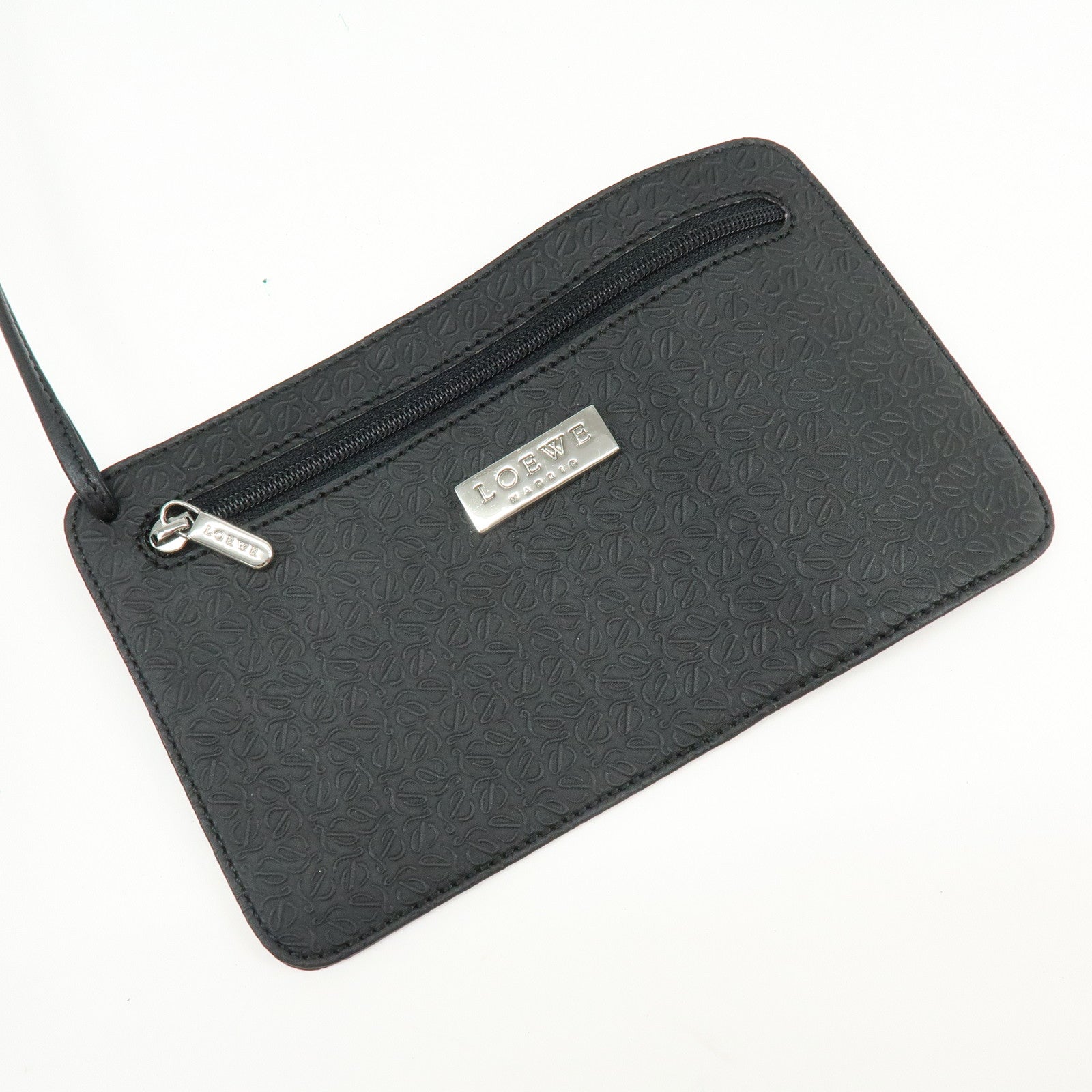 LOEWE Repeat Anagram PVC Leather Shoulder Bag Crossbody Bag Black