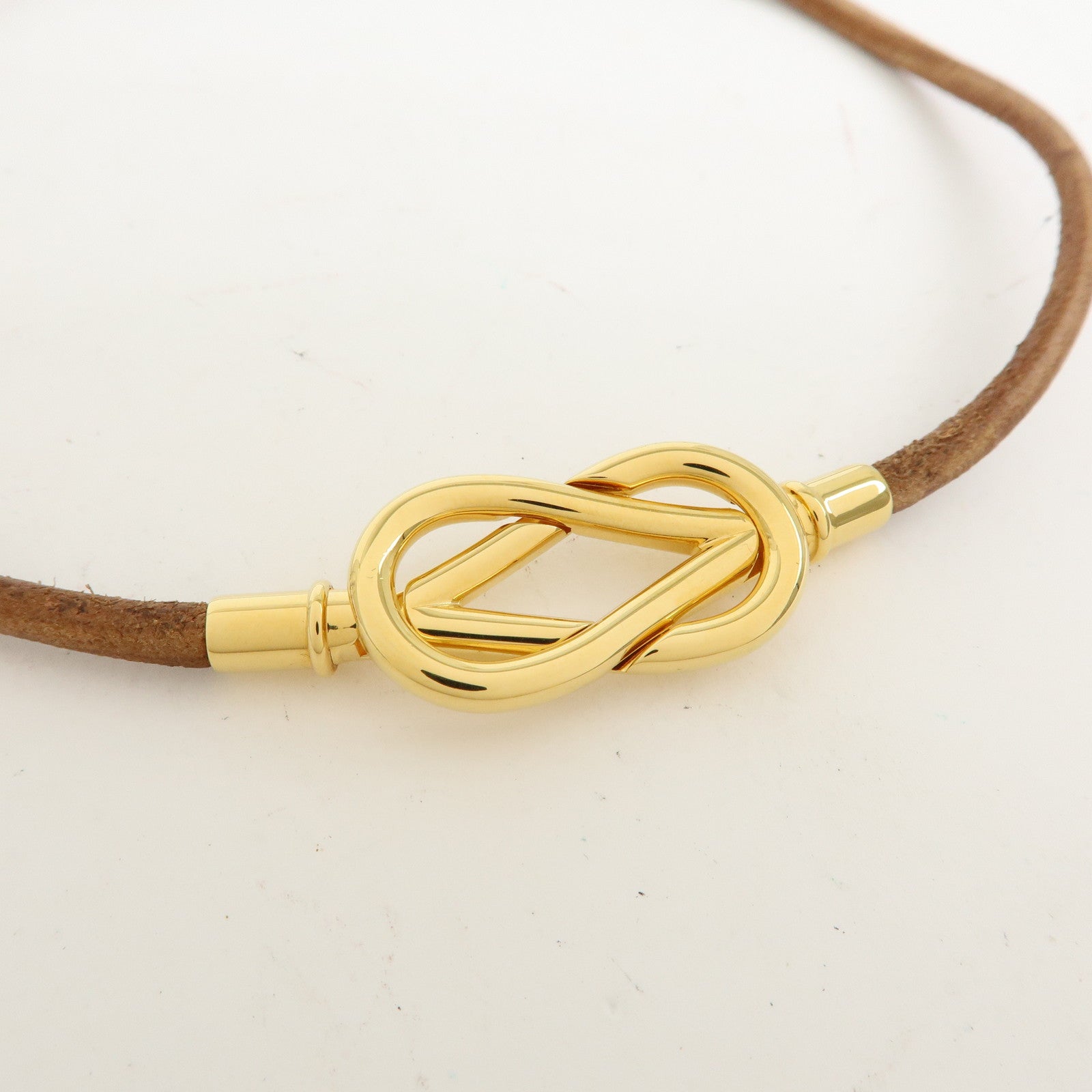 Hermes Atame Double Tour Jumbo Leather Metal Bracelet Choker Brown