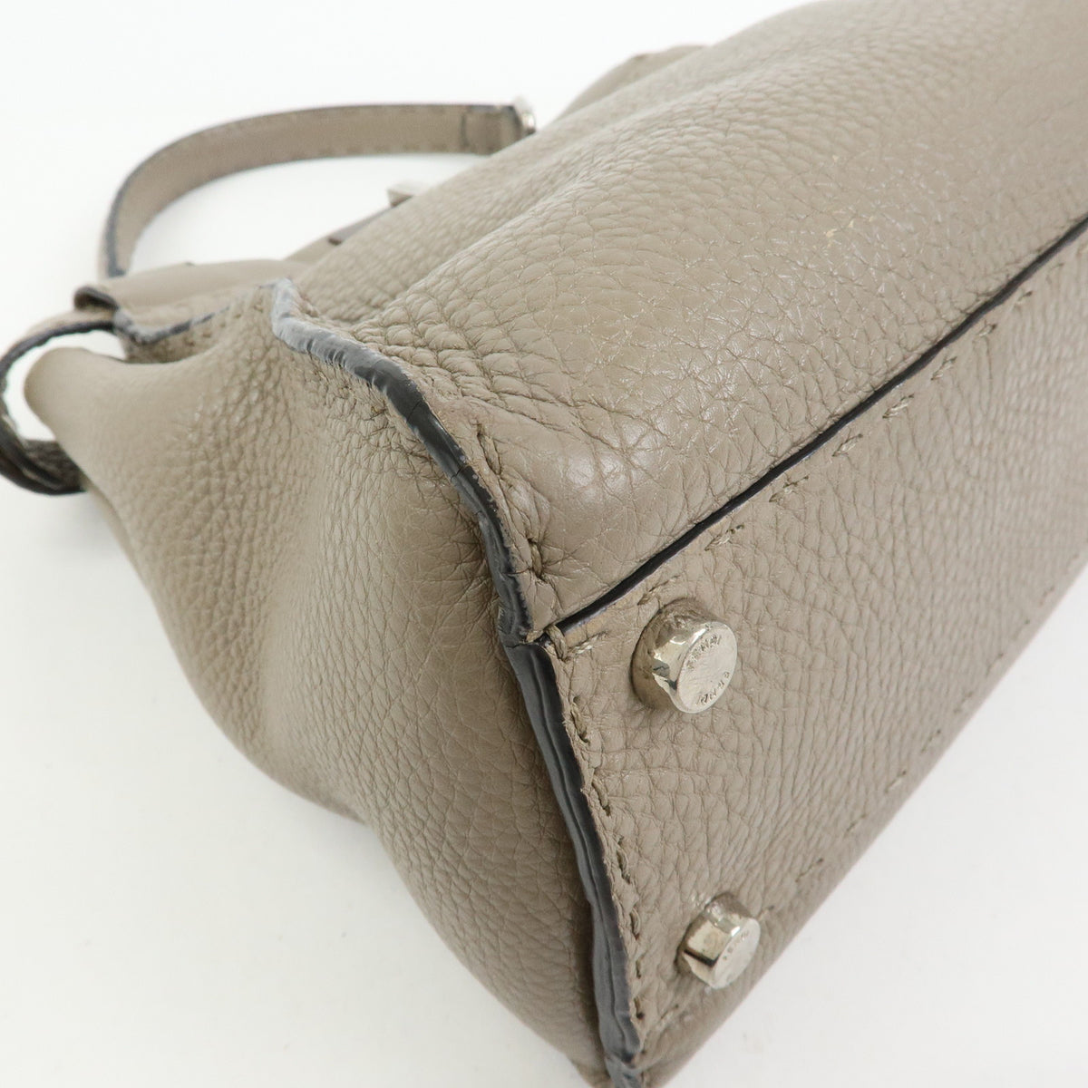 FENDI Peekaboo Medium Leather 2Way Bag Hand Shoulder Bag Greige 8BN290