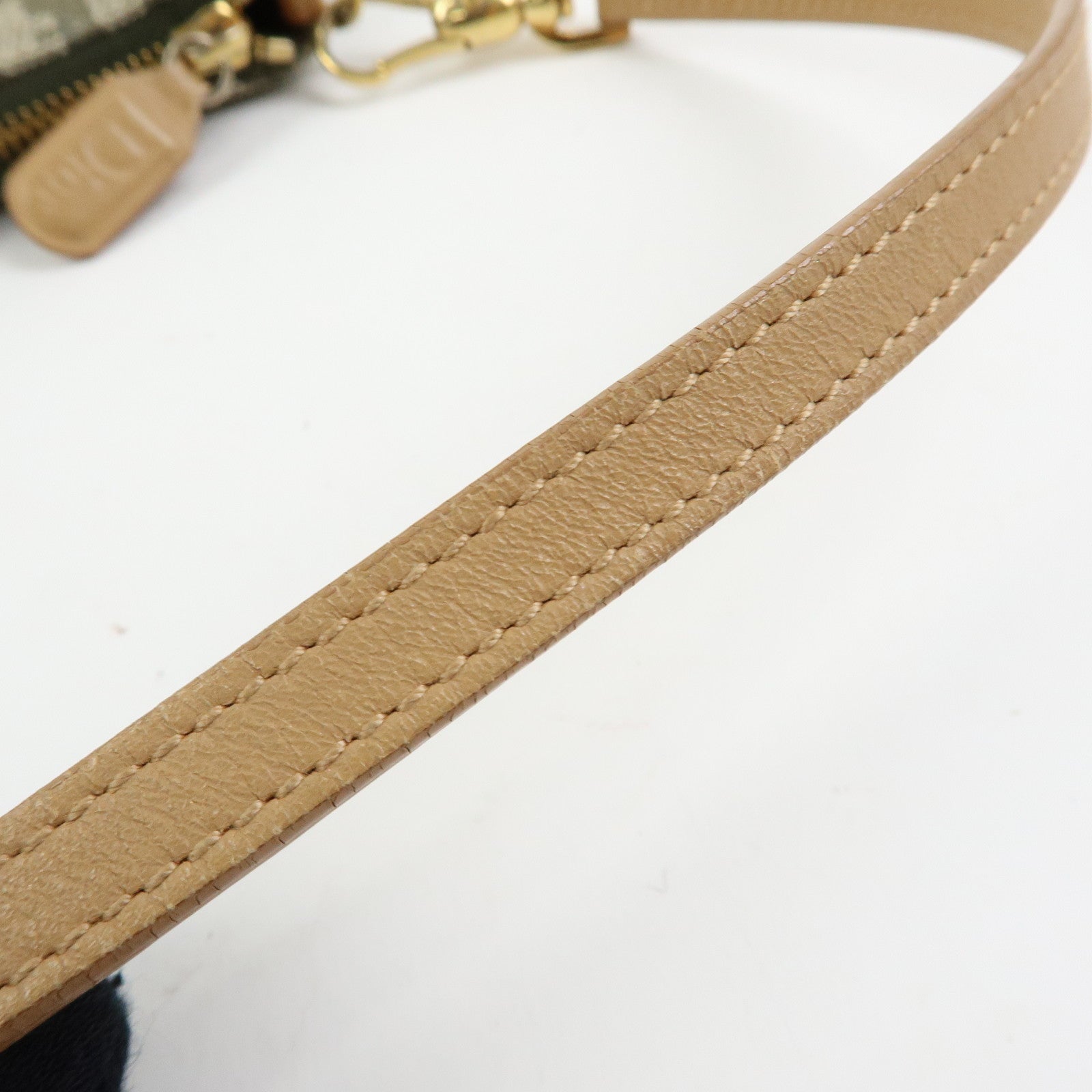 Christian Dior Trotter Saddle Jacquard Canvas Hand Bag Green Beige