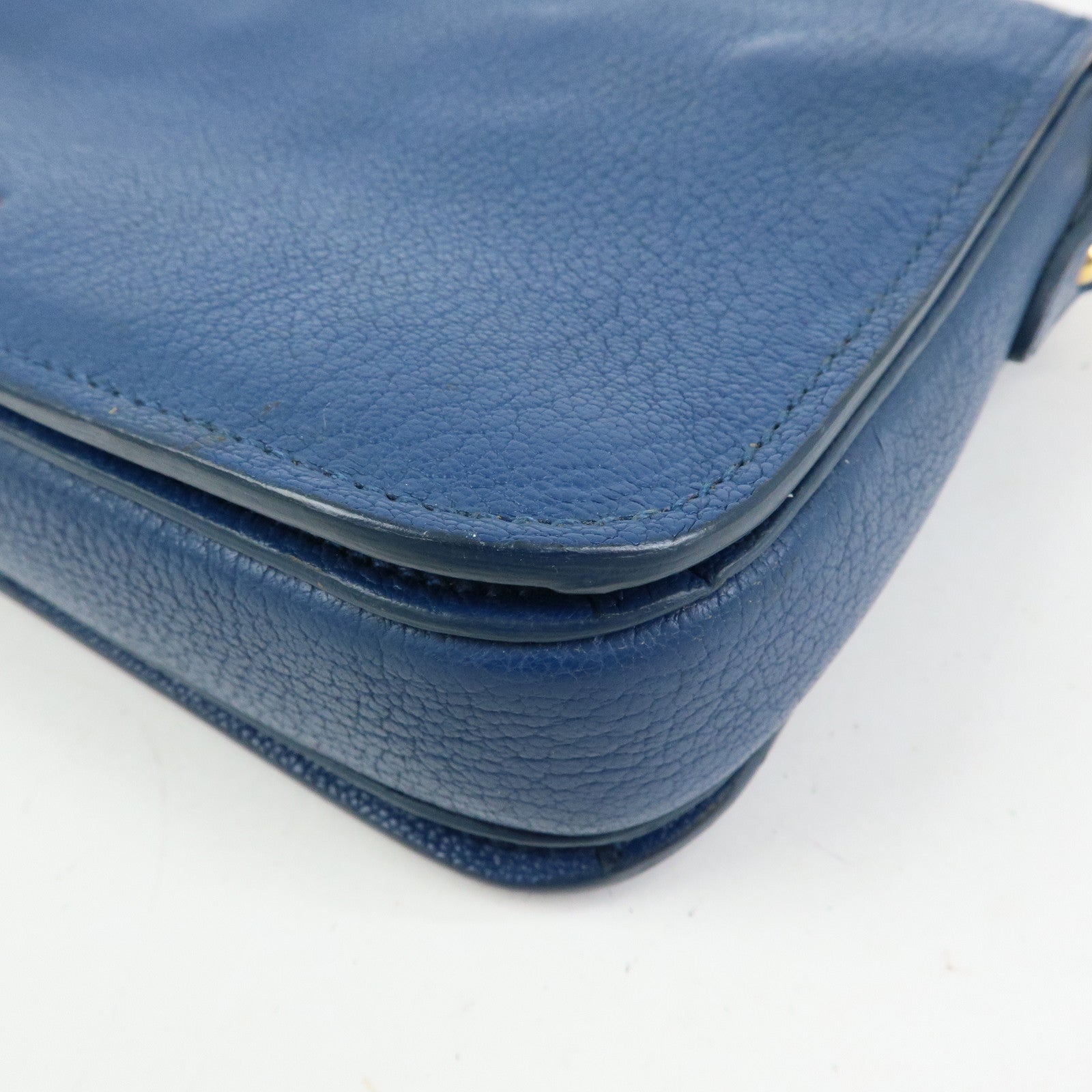 MIU MIU Madras Leather Shoulder Bag Hand Bag Blue