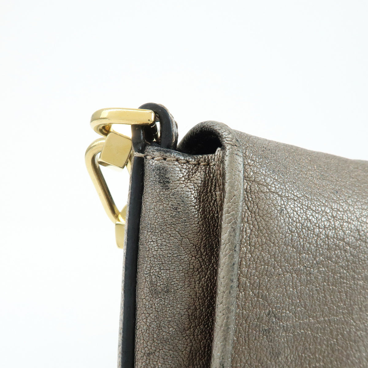 LOEWE Mya Anagram Leather Shoulder Bag Hand Bag Silver Gray
