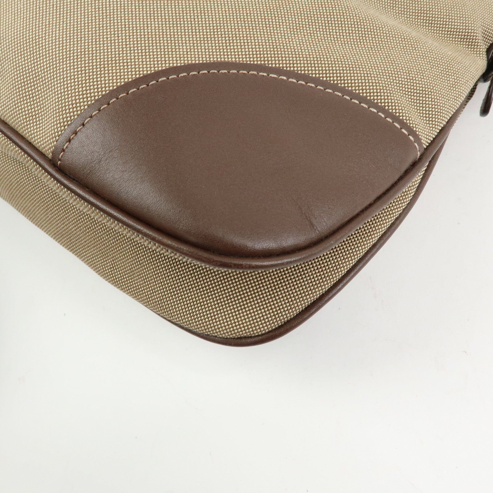 PRADA Jacquard Canvas Leather Shoulder Bag Crossbody Bag Beige Brown