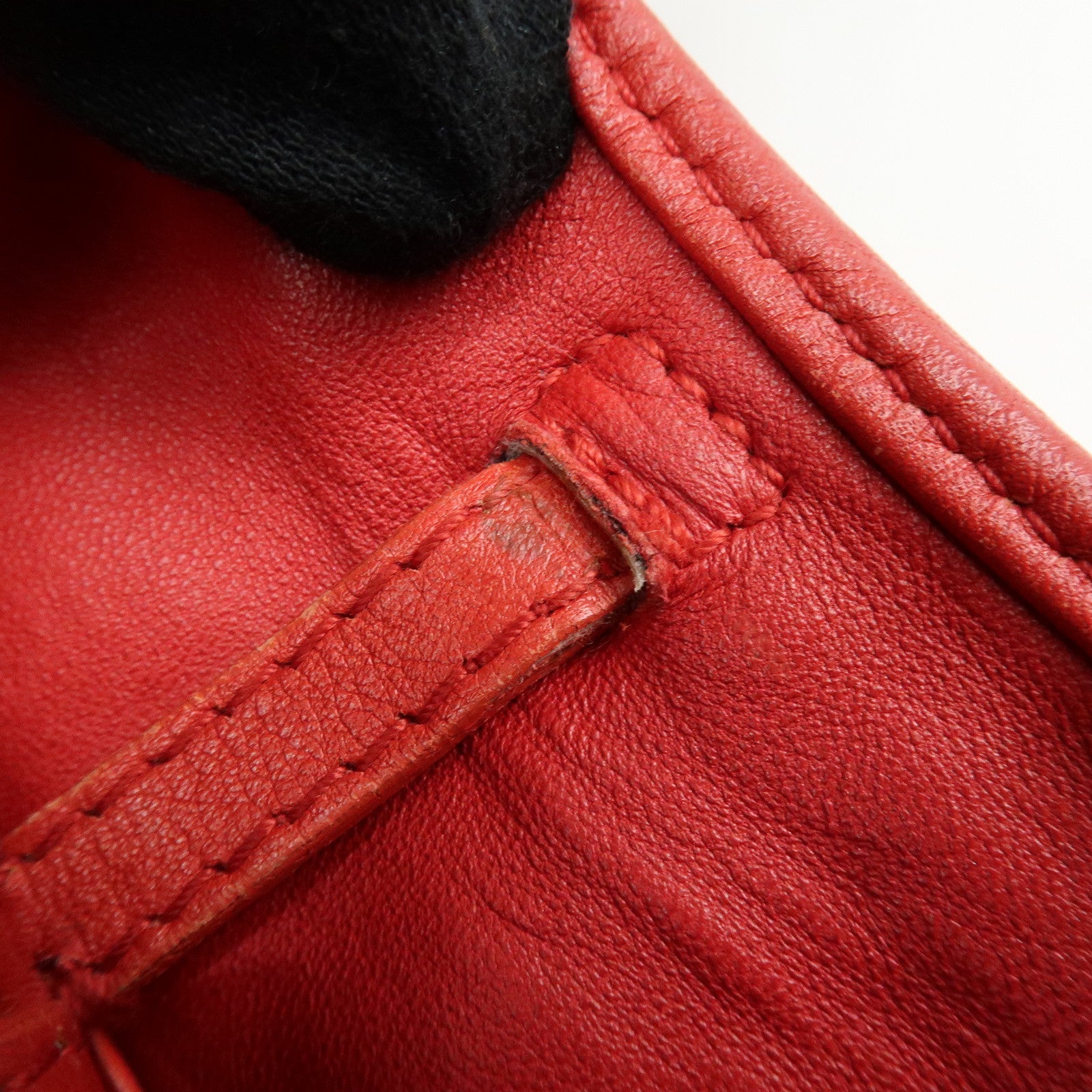 Christian Dior Leather Shoulder Bag Hand Bag D-charm Red