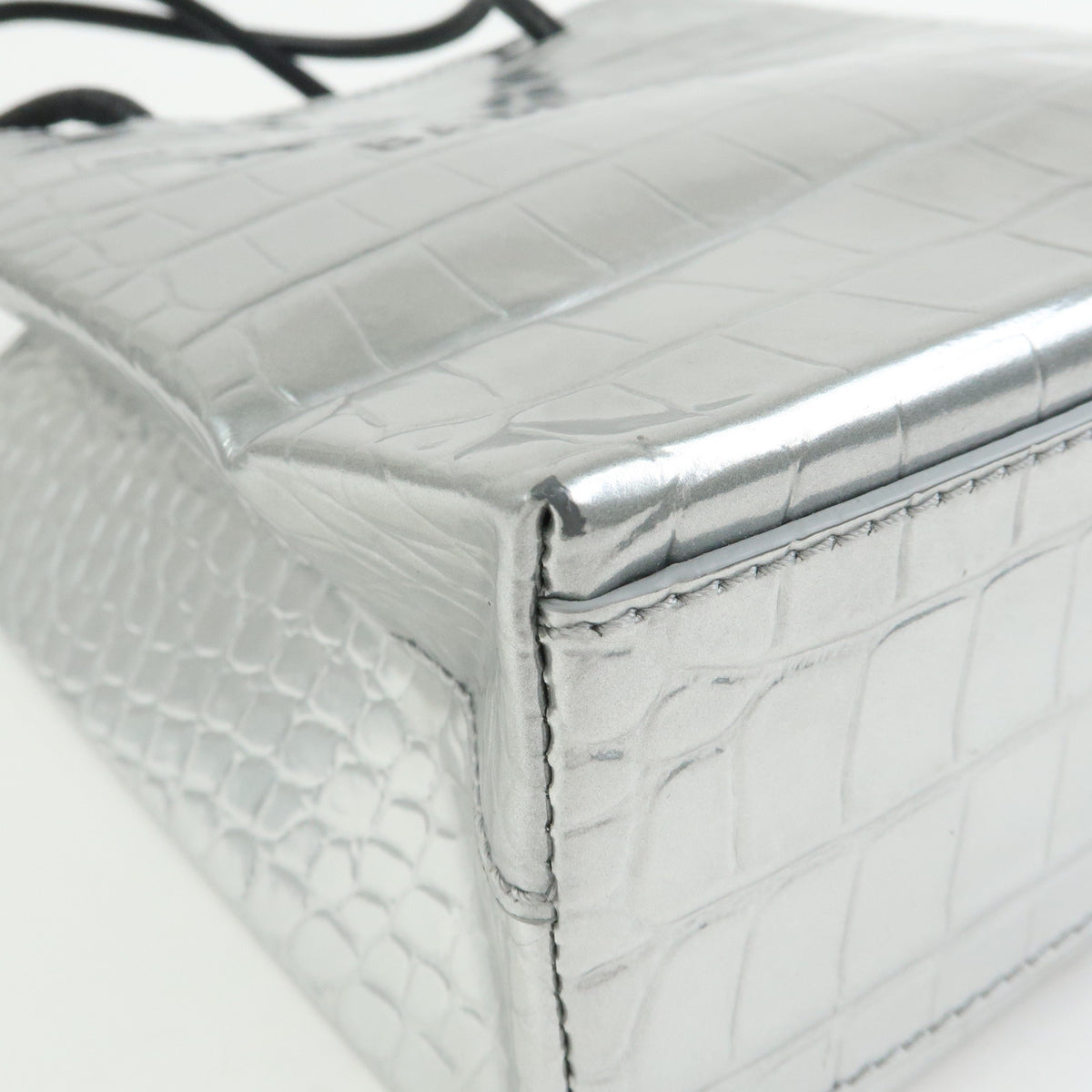 BALENCIAGA THE SHOPPING Leather 2Way Tote Hand Bag XXS Silver 597858