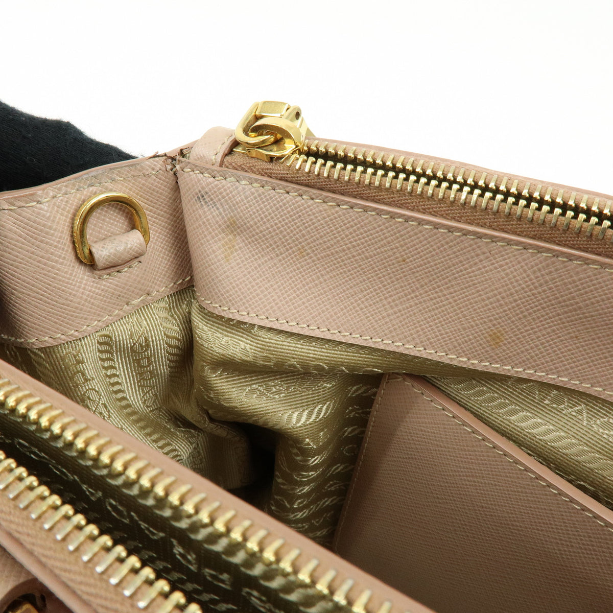 PRADA Triangle Logo Galleria Saffiano Leather 2Way Bag Beige BN1801