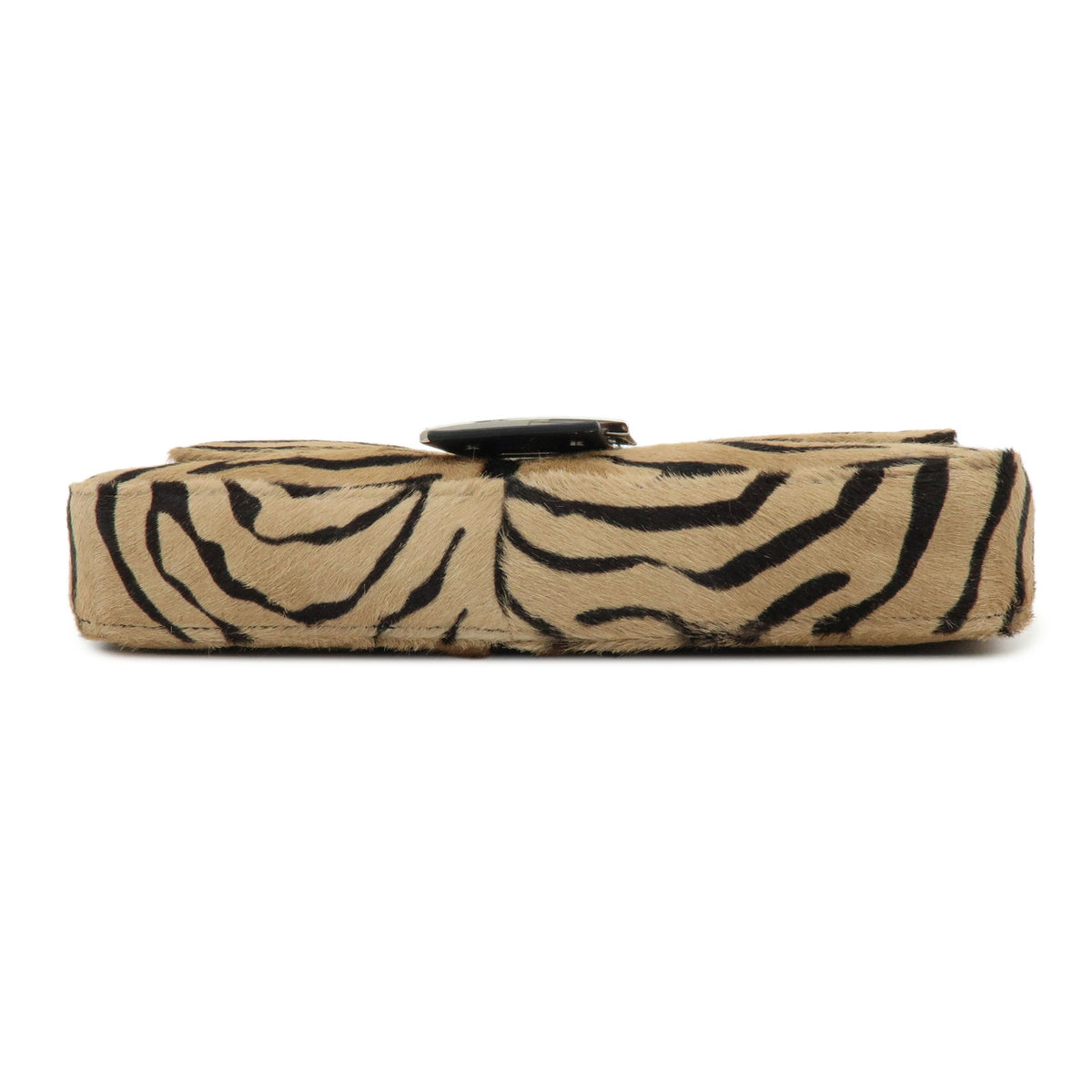 FENDI Baguette Unborn Calf Leather Hand Bag Tiger Print Brown 8BR850
