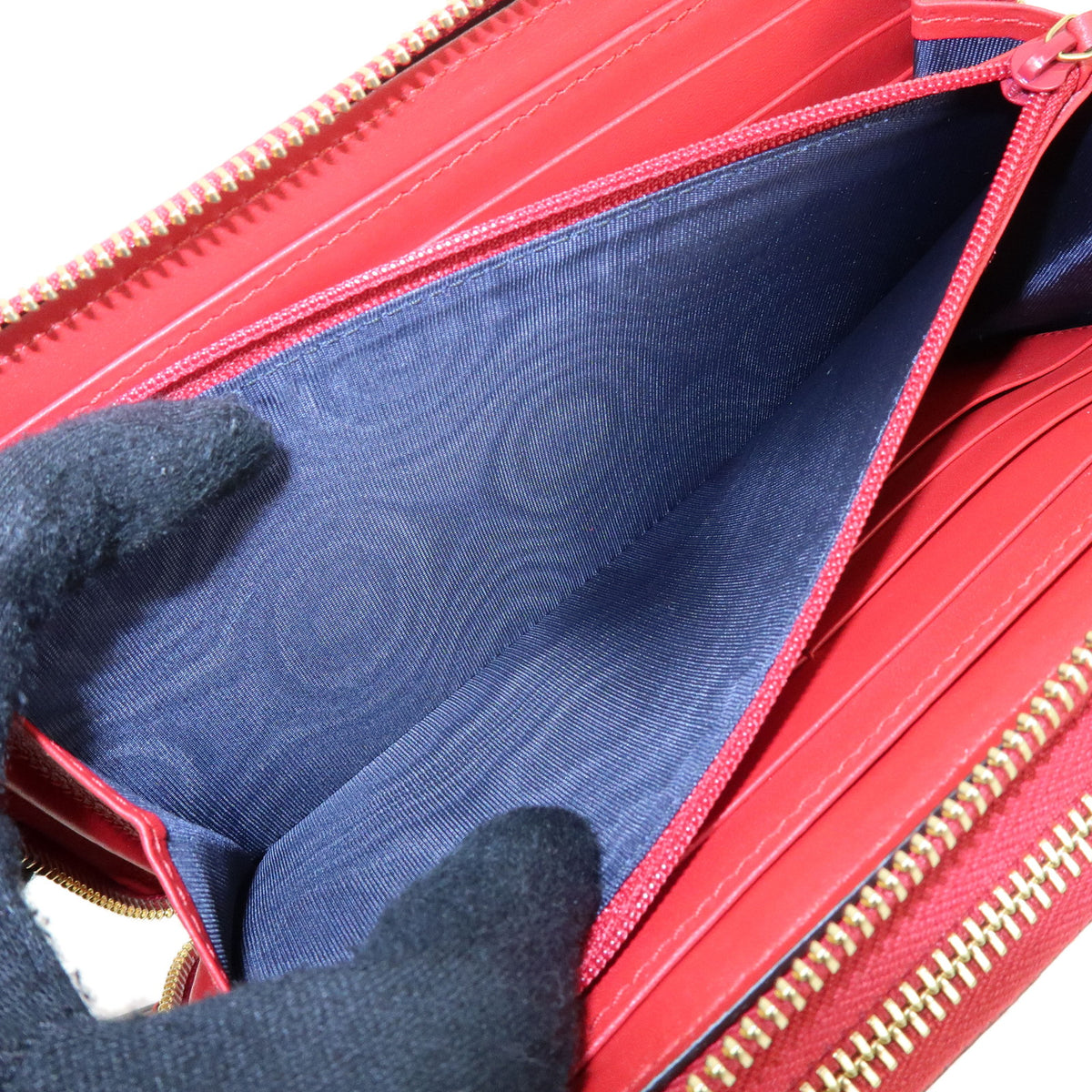 GUCCI GG Blooms GG Supreme Long Wallet Travel Case Red Beige 429767