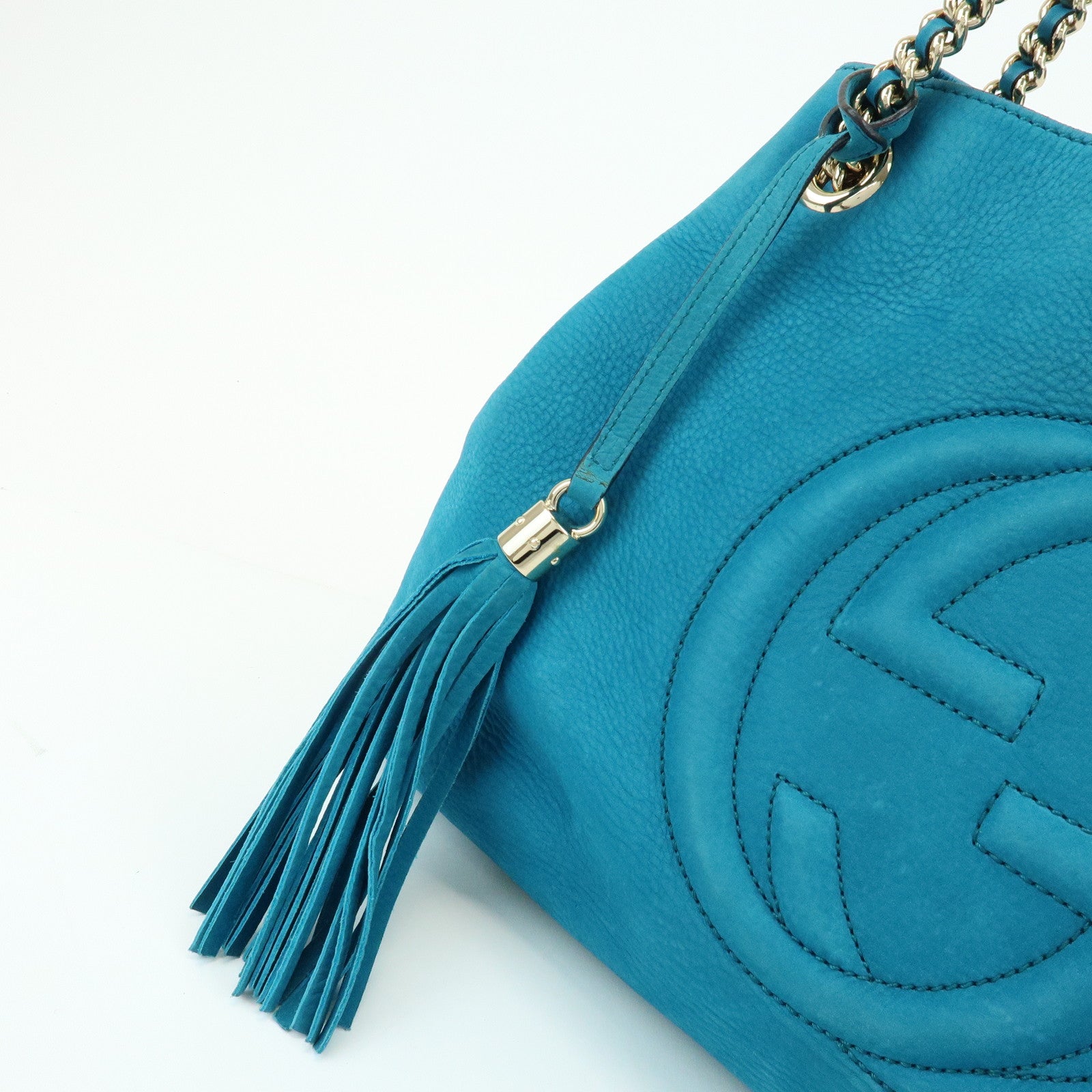 GUCCI SOHO Interlocking G Chain Shoulder Bag Blue 308982