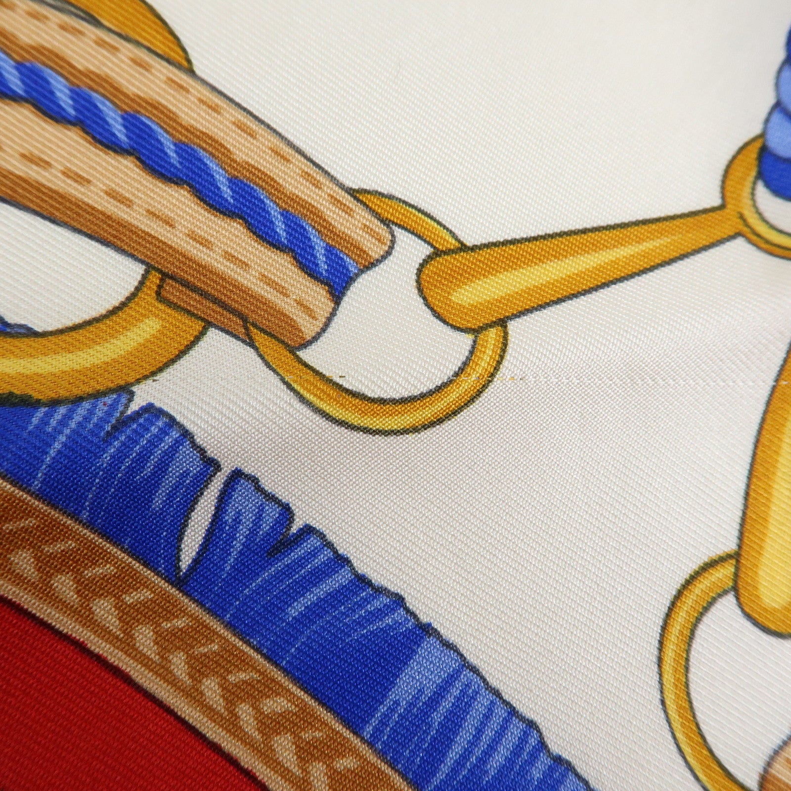 CELINE Silk100% Tassel Chain Print Scarf Shawl Blue Red Yellow