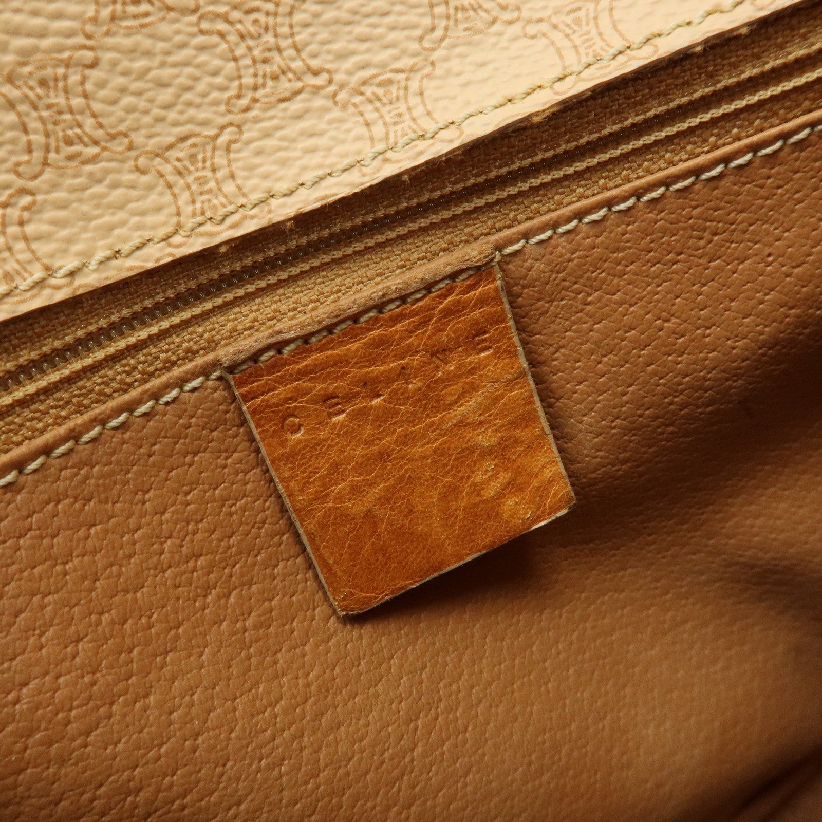 CELINE Macadam PVC Leather Shoulder Bag Crossbody Bag Beige Camel