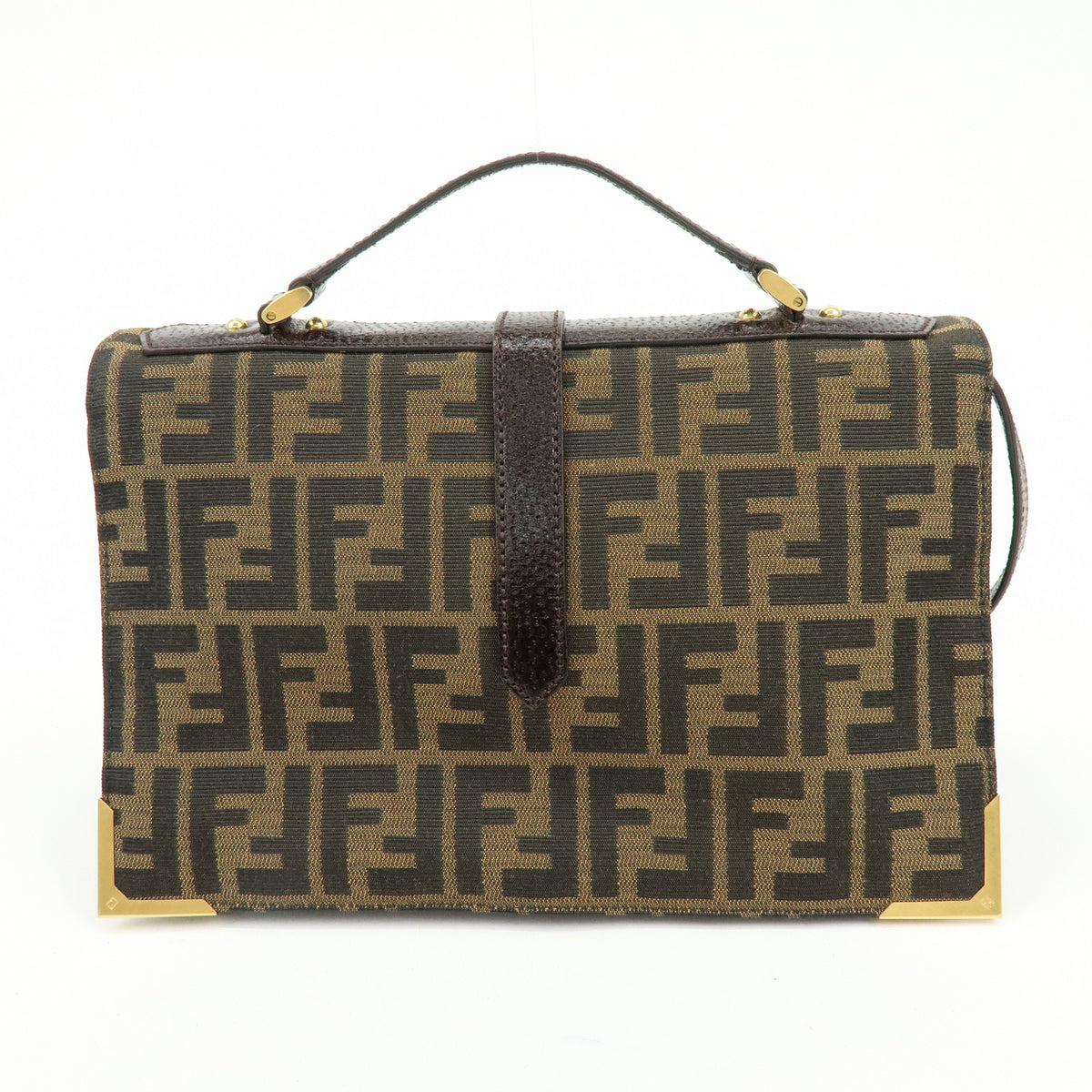 FENDI Zucca Canvas Leather Shoulder Bag Crossbody Bag Brown 8BT169