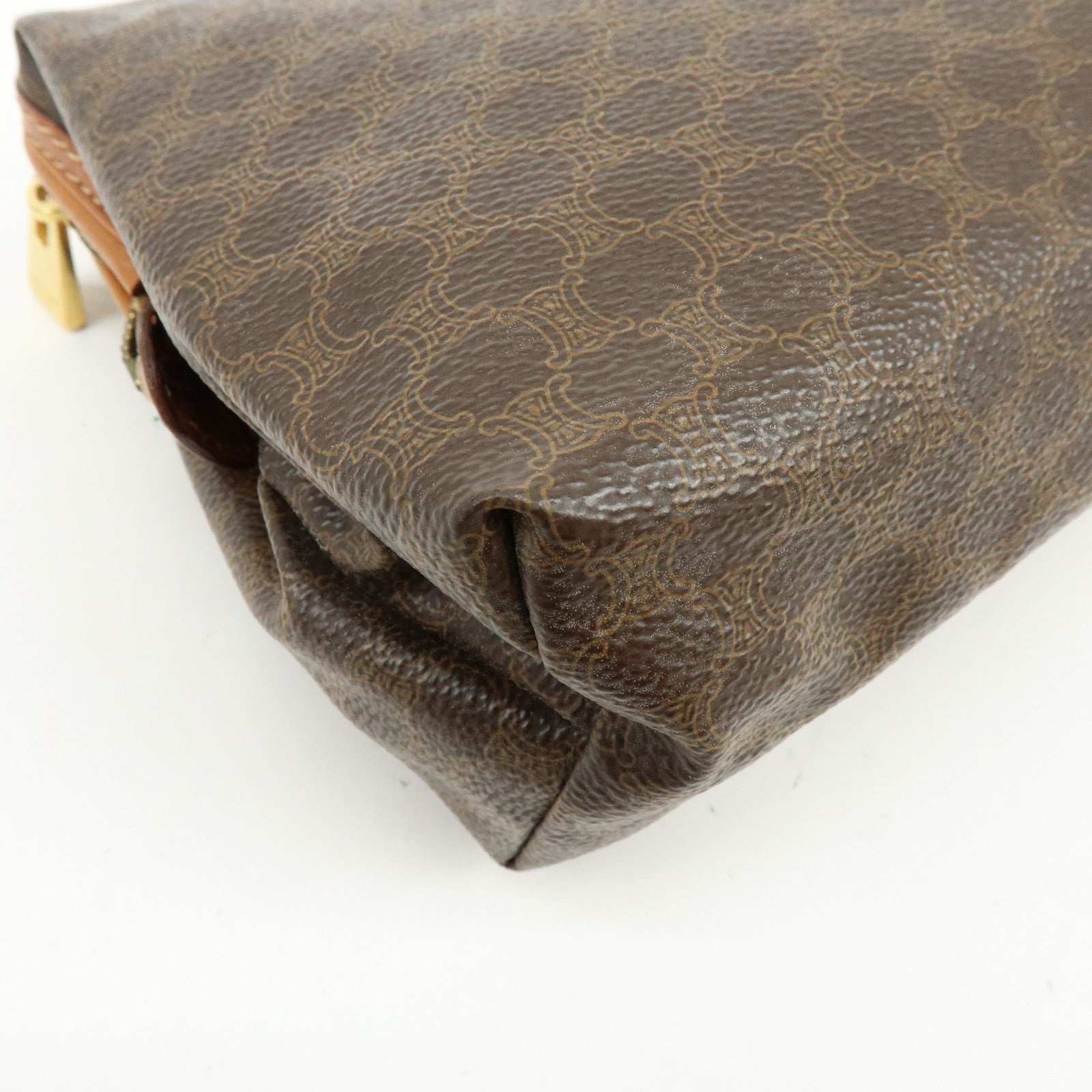 CELINE Macadam PVC Leather Pouch Cosmetic Pouch Brown